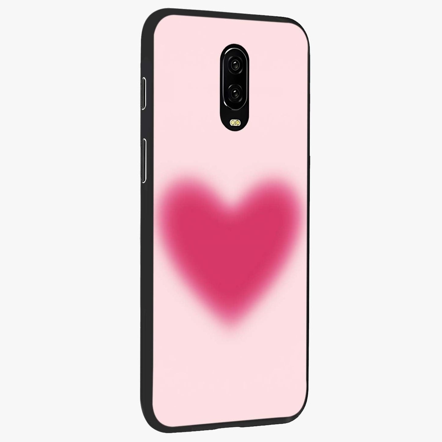 Pink Aura Heart Glass Case upright view showcasing romantic heart artwork with soft pastel theme.