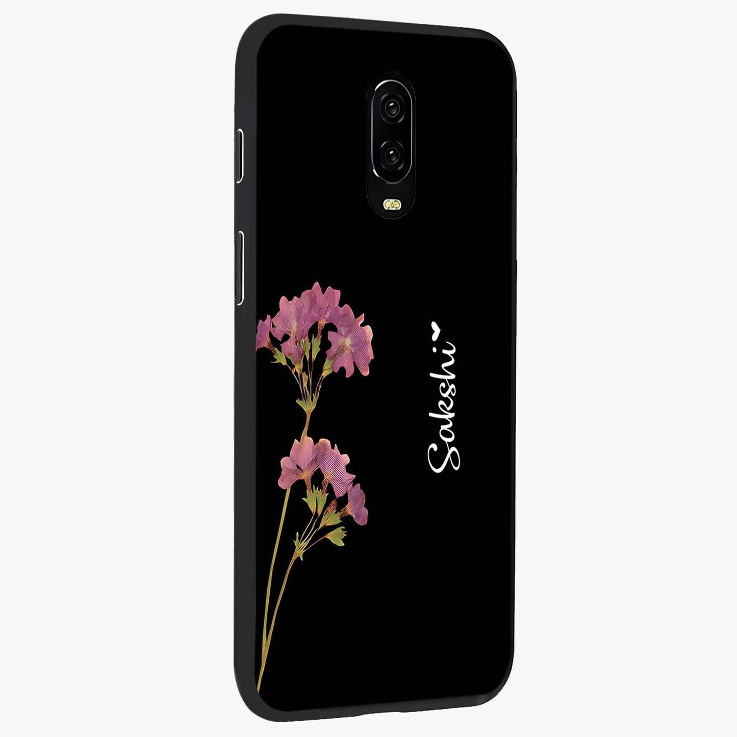 Riching Lavender Flower Custom Name Glass Case upright view showcasing elegant lavender floral artwork with personalized aesthetic.