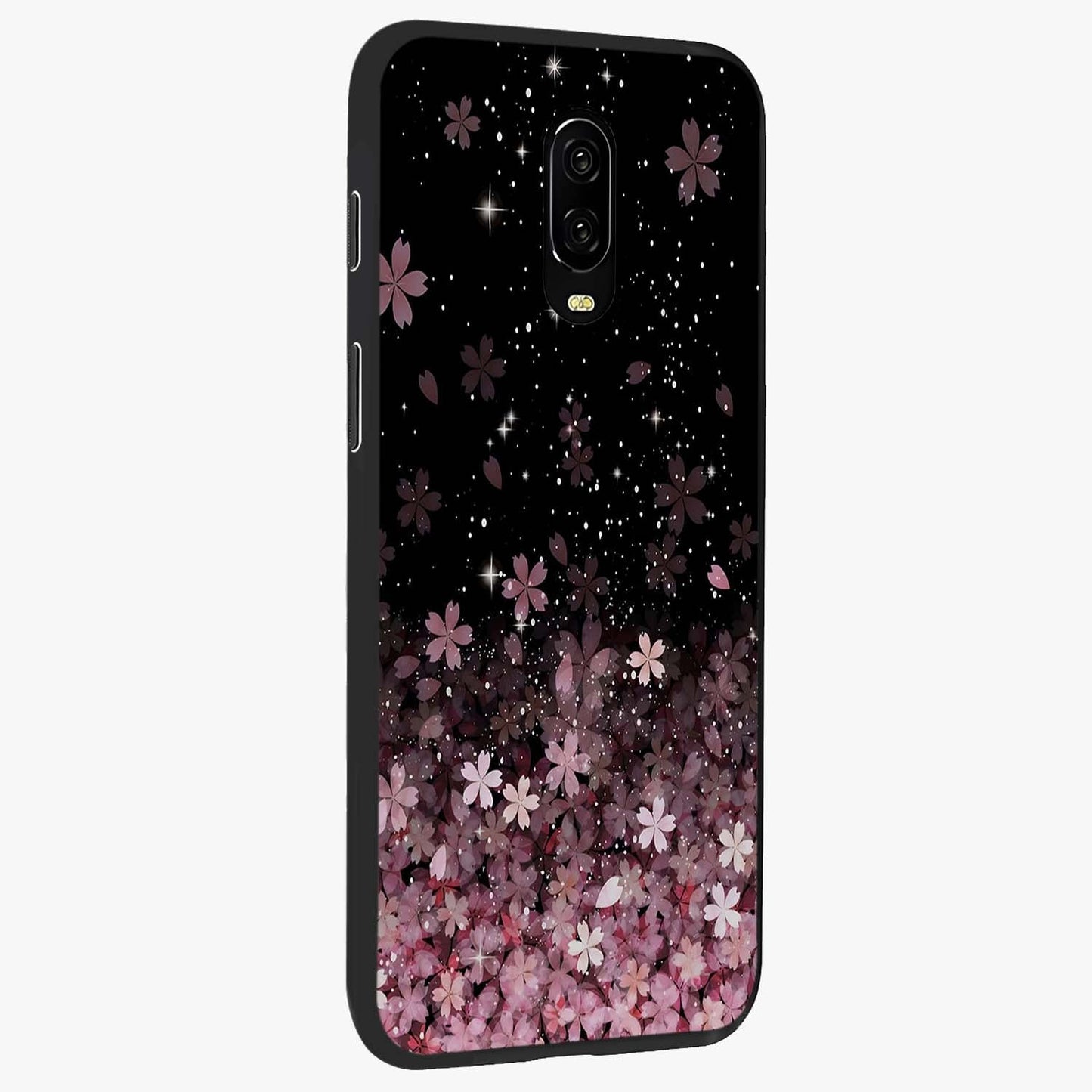 Small Starry Flowers Glass Case upright view showcasing charming floral artwork with dreamy starry theme.