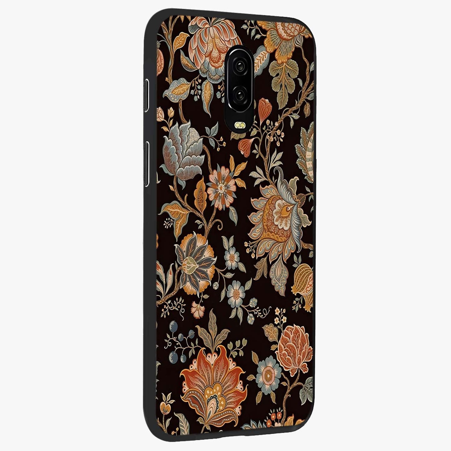 Vintage Floral Dream Glass Case upright view showcasing delicate floral artwork with timeless vintage theme.