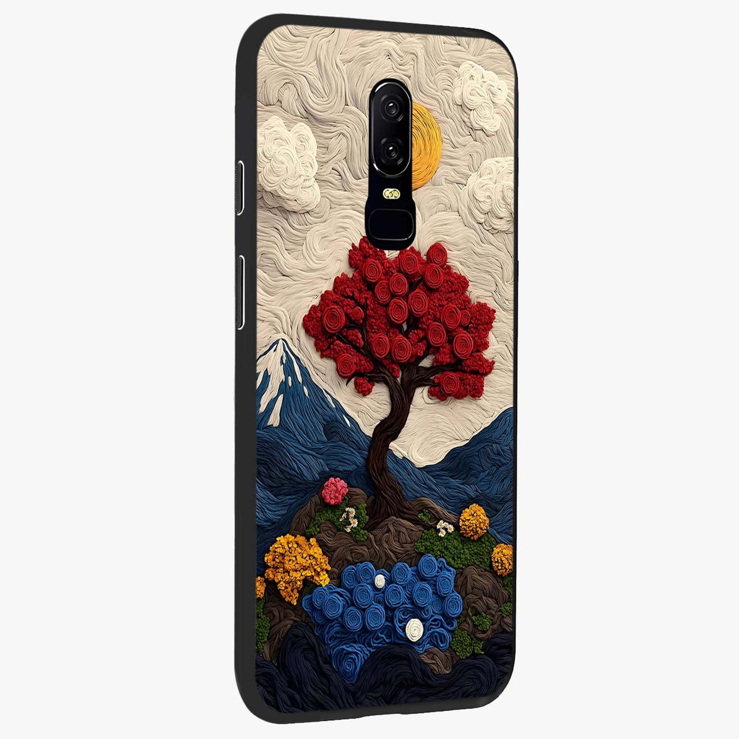 Eternal Nature Tapestry Glass Case upright view showcasing elegant nature tapestry design with decorative style.