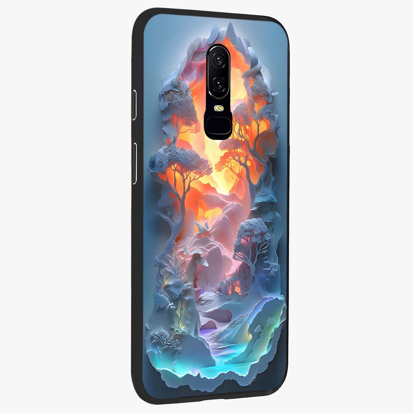 Glow Forest Portal Glass Case upright view showcasing enchanted forest portal artwork with fantasy nature theme.