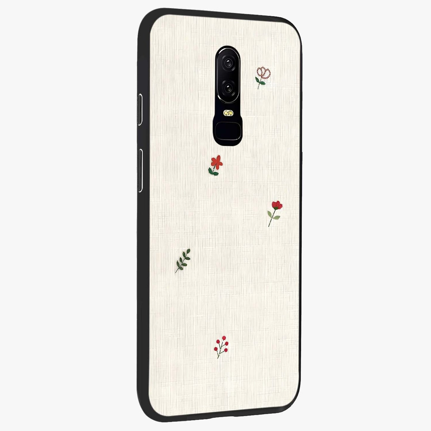 Minimalistic Blue With White Flower Pattern Glass Case upright view showcasing clean white flower artwork with calming blue theme.