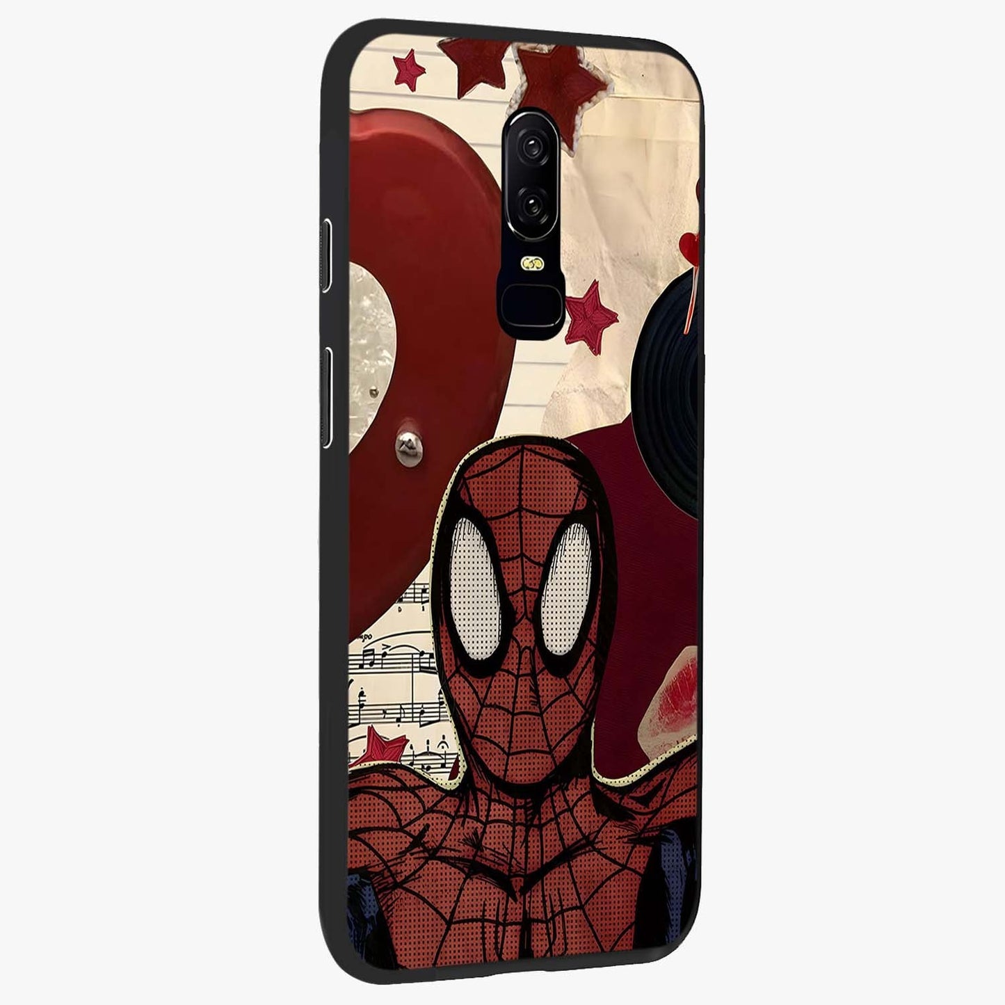 Web Warrior Vibes Glass Case upright view showcasing energetic superhero artwork with bold action theme.