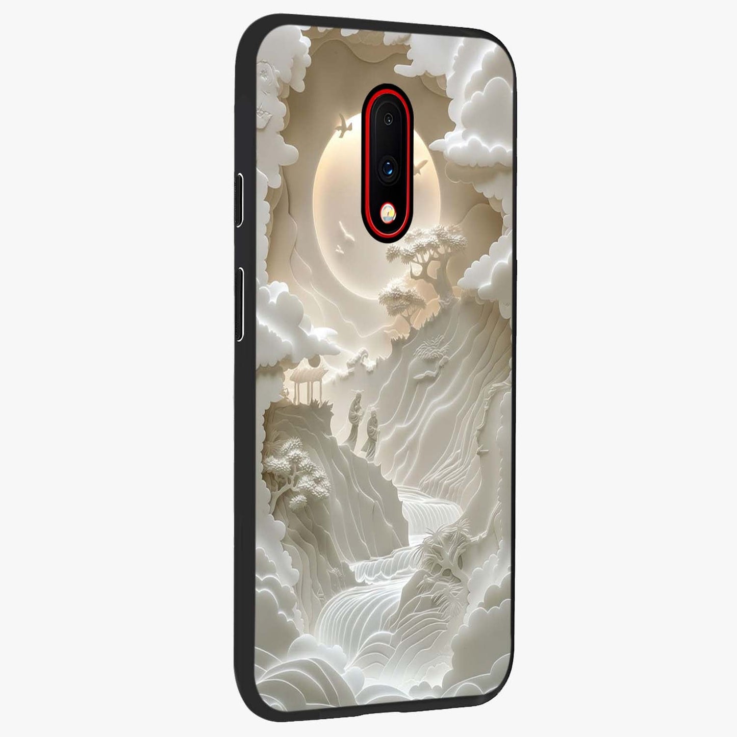 Celestial Origami Glass Case upright view showcasing creative origami artwork with modern celestial style.