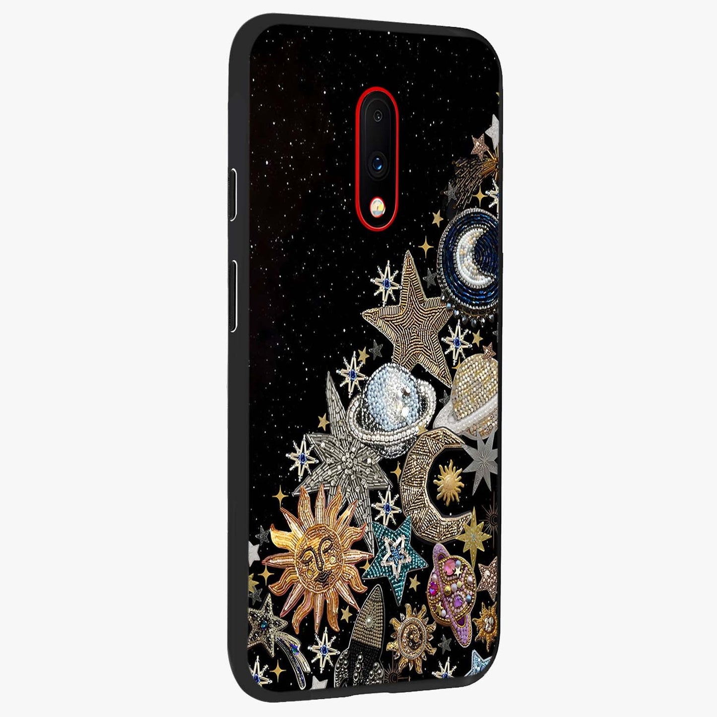 Cosmic Sparkle Dreams Glass Case upright view showcasing glowing cosmic artwork with magical galaxy theme.