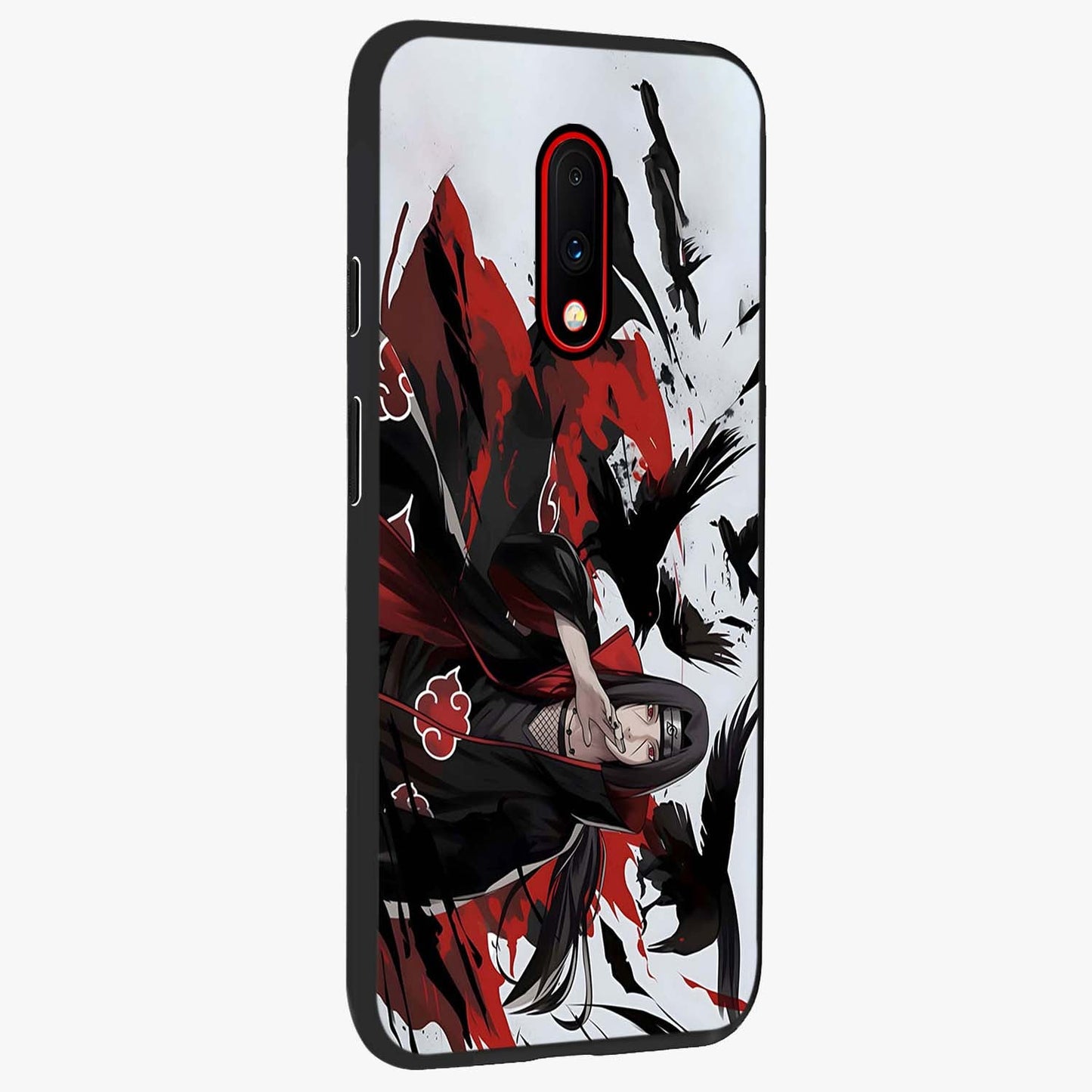 Crimson Crow Illusion Glass Case upright view showcasing striking crow illusion artwork with intense crimson theme.