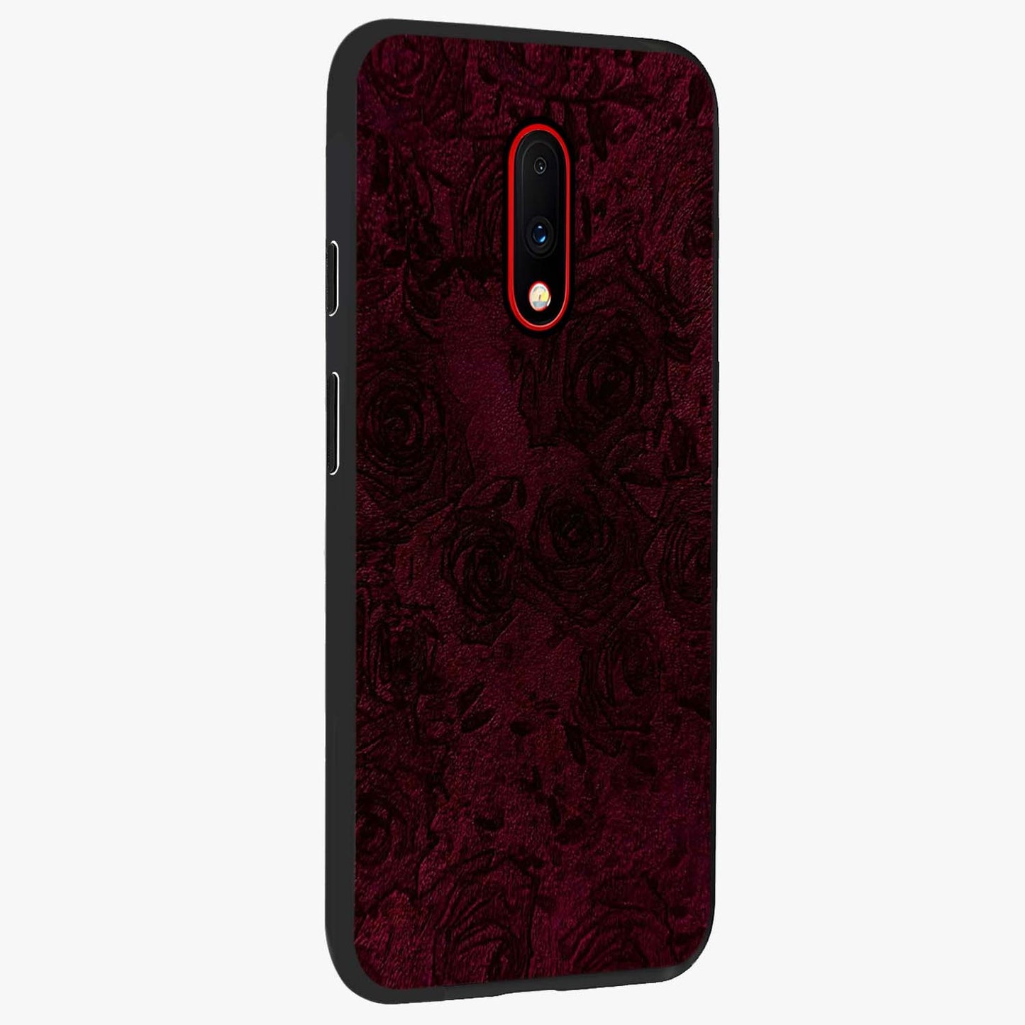 Crimson Fade Flow Glass Case upright view showcasing dynamic crimson flow artwork with stylish abstract theme.