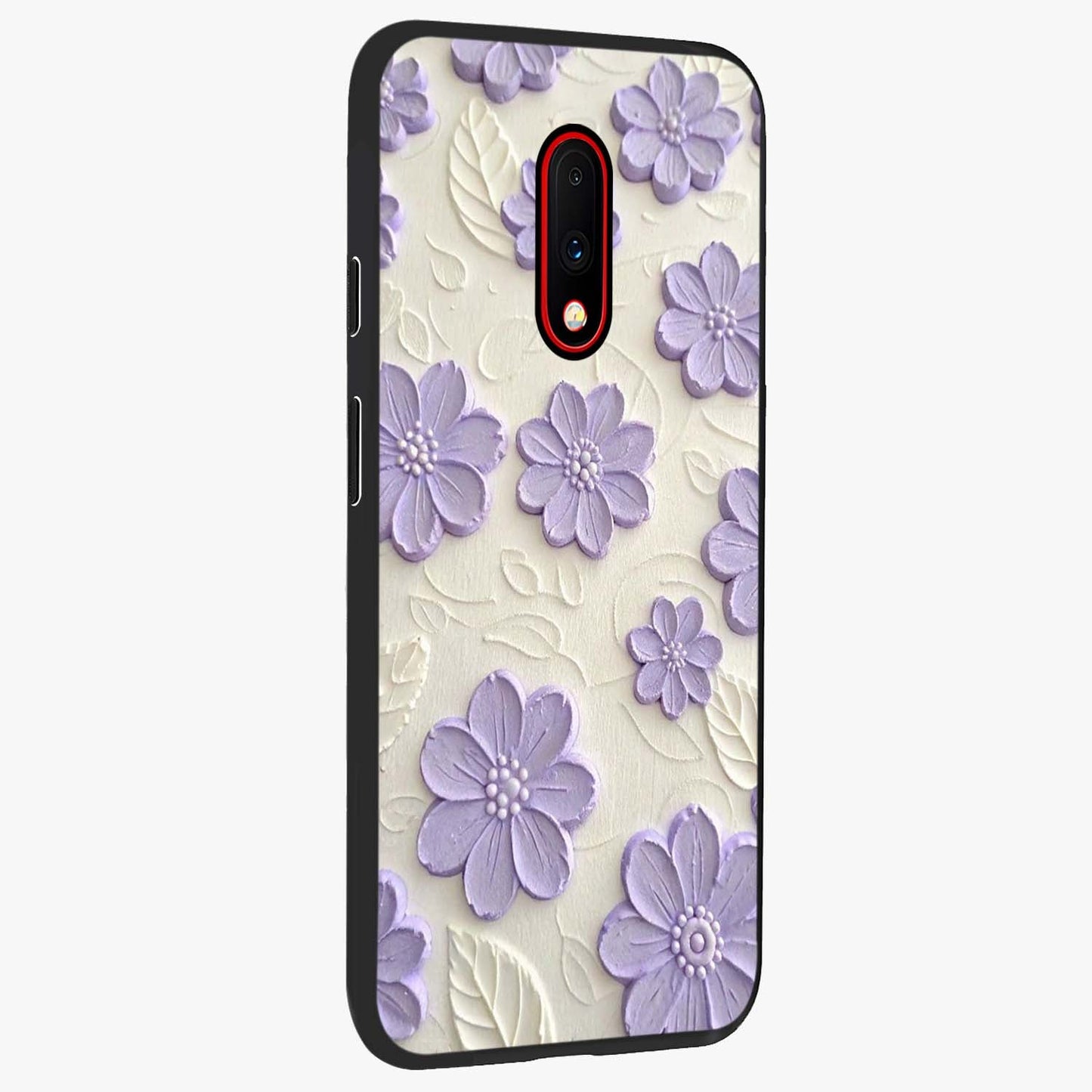 Floral Wall Art With Purple Flowers Glass Case upright view showcasing elegant purple flower artwork with decorative floral theme.