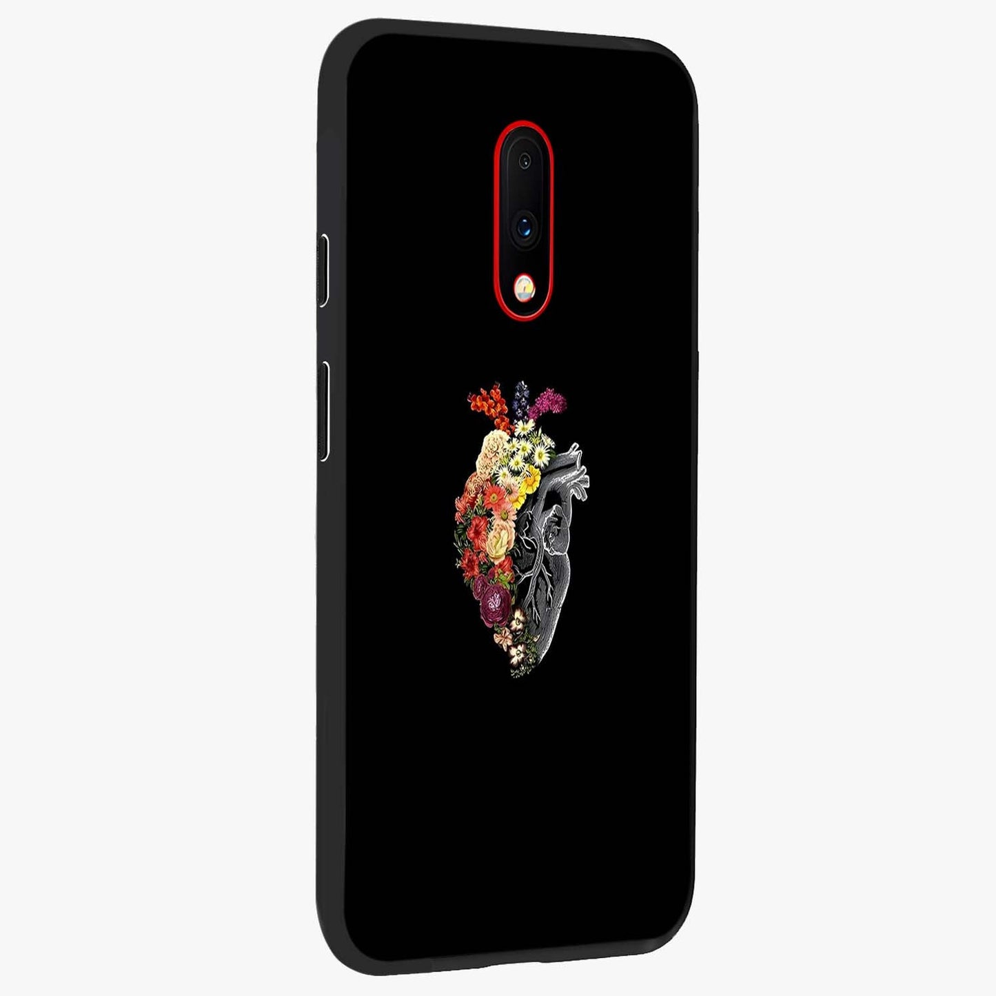 Heart With Flowers Glass Case upright view showcasing decorative heart and floral artwork with sweet romantic theme.