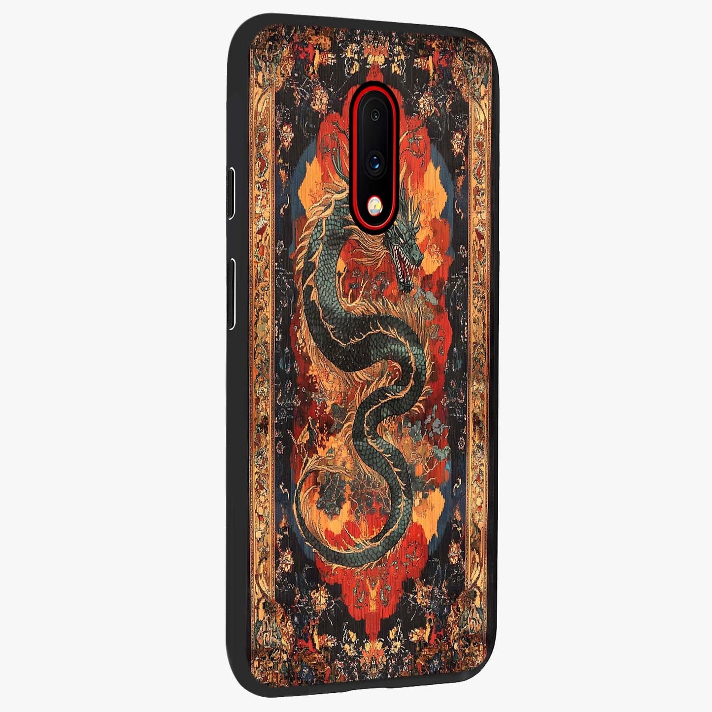 Inferno Dragon Soul Glass Case upright view showcasing intense dragon artwork with fantasy fire theme.