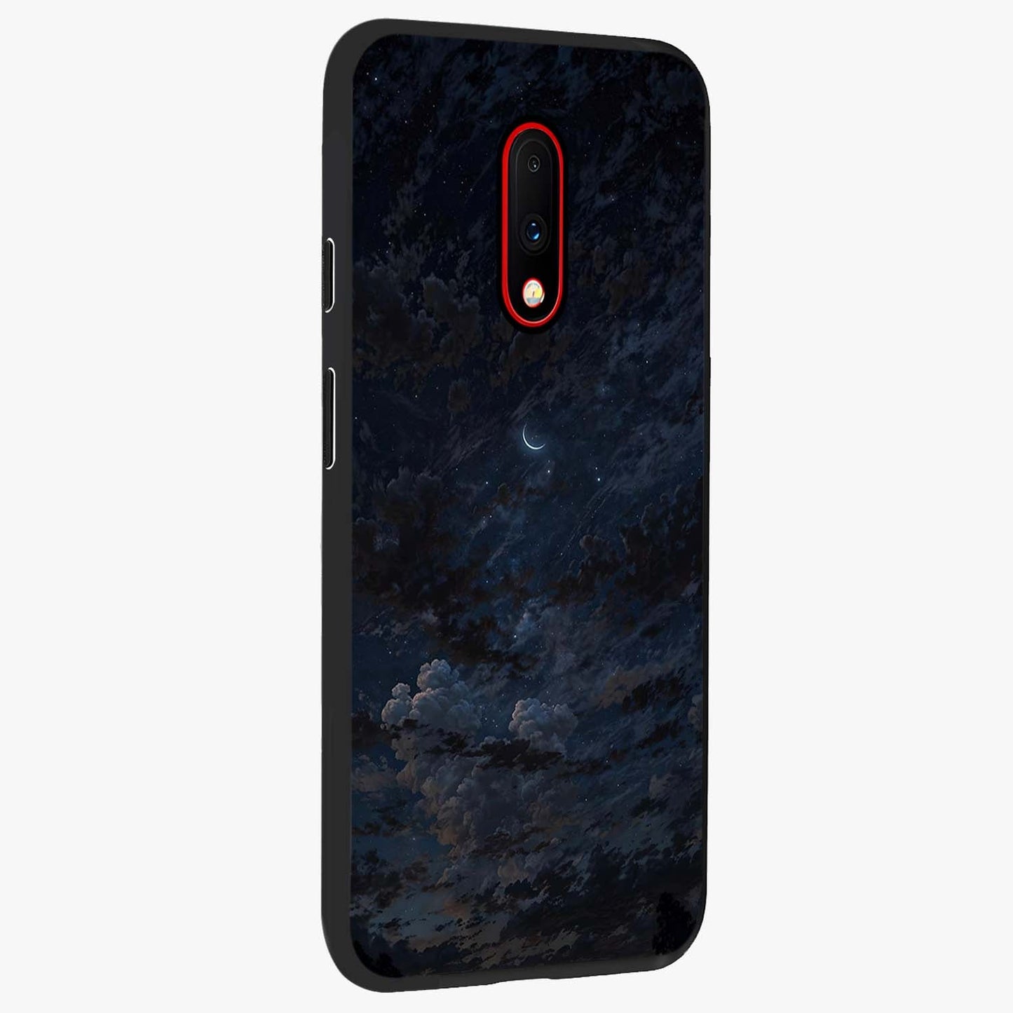 Lunar Veil Silence Glass Case upright view showcasing calm moon themed artwork with serene night atmosphere.