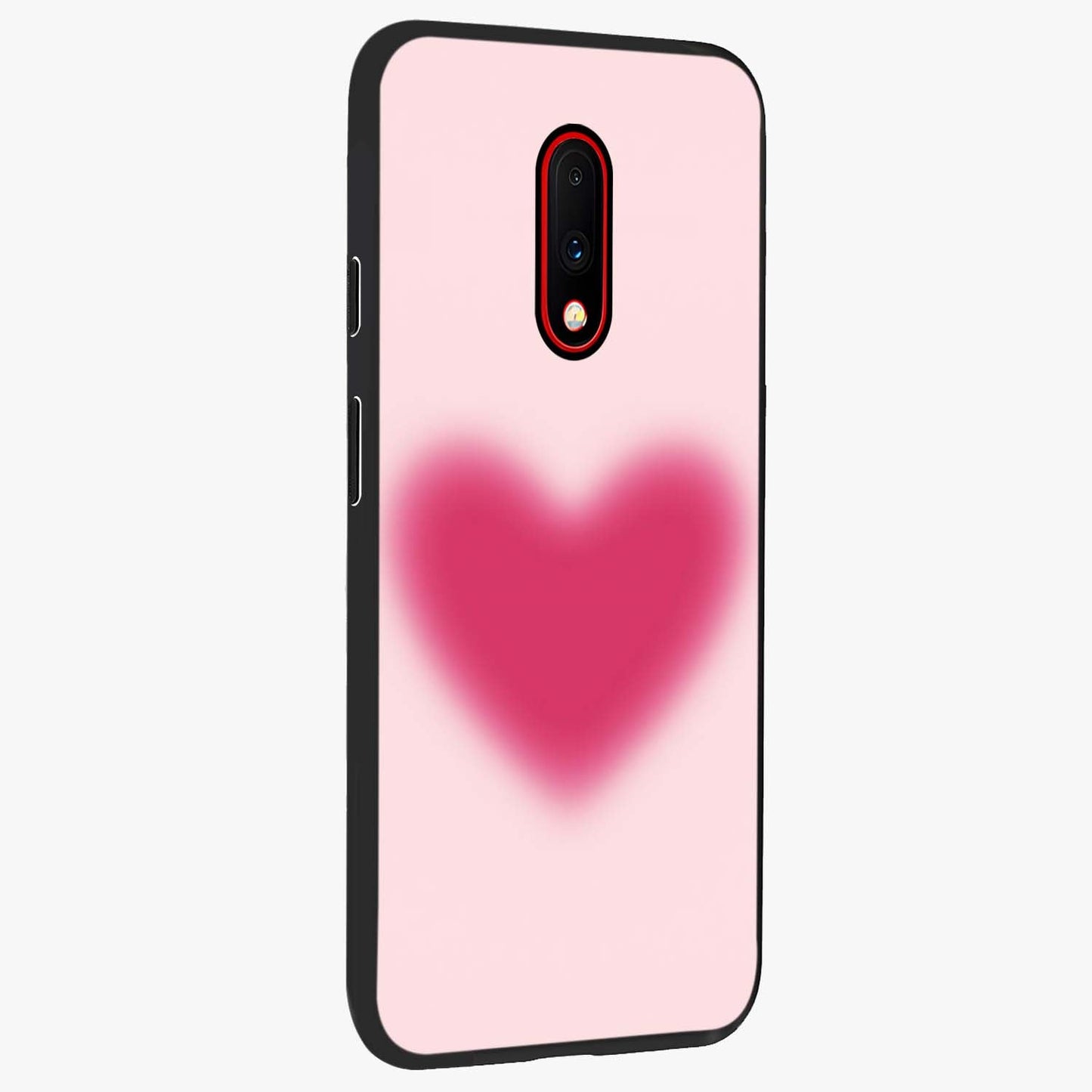 Pink Aura Heart Glass Case upright view showcasing romantic heart artwork with soft pastel theme.