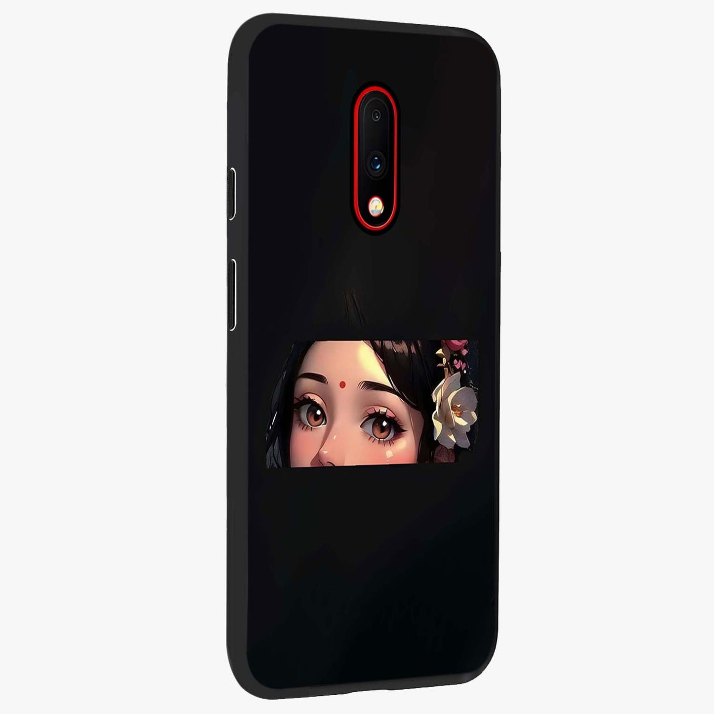 Radha Divine Embrace Glass Case upright view showcasing sacred Radha themed artwork with peaceful devotional style.