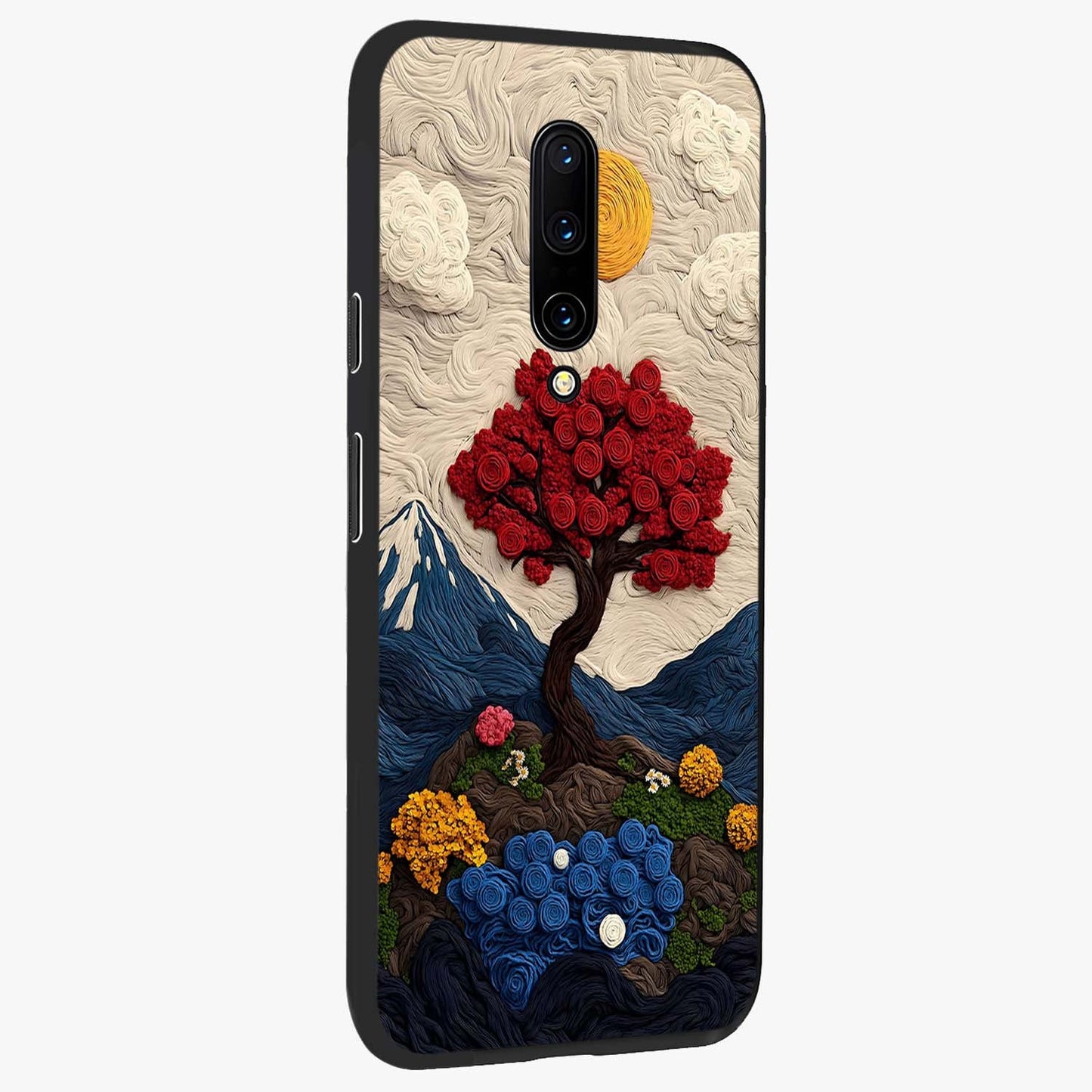 Eternal Nature Tapestry Glass Case upright view showcasing elegant nature tapestry design with decorative style.