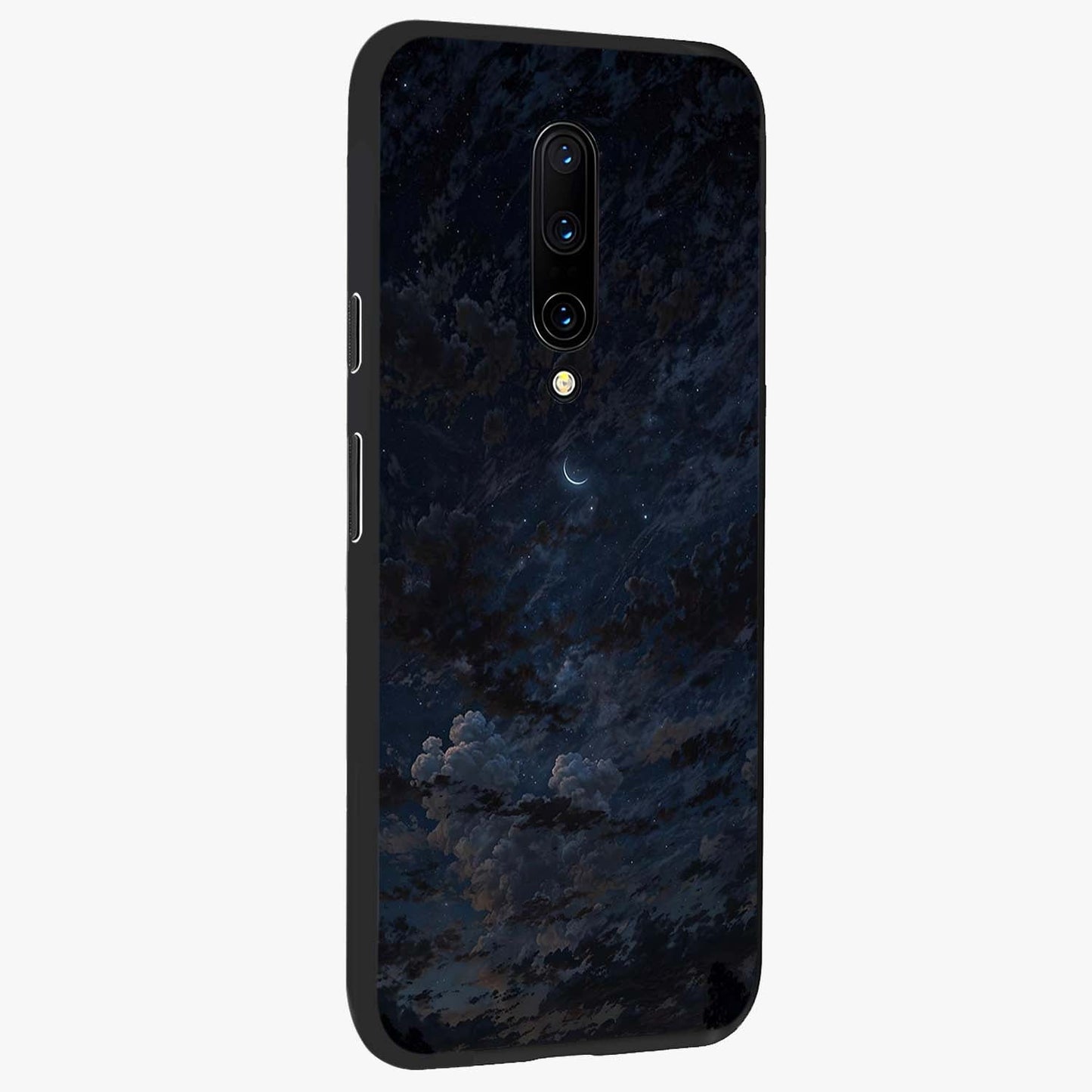 Lunar Veil Silence Glass Case upright view showcasing calm moon themed artwork with serene night atmosphere.
