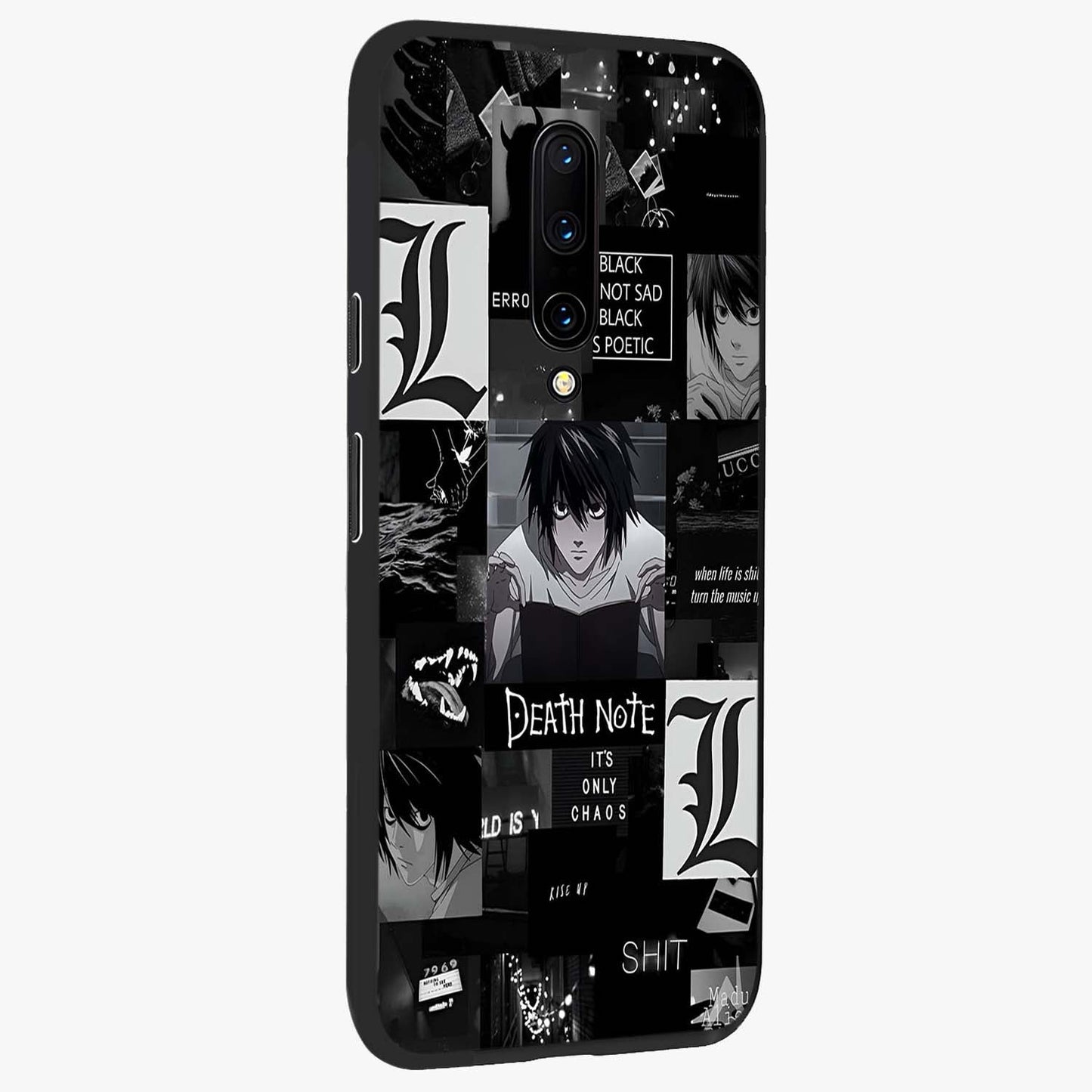 Midnight Chaos Mind Glass Case upright view showcasing expressive abstract artwork with bold dark theme.