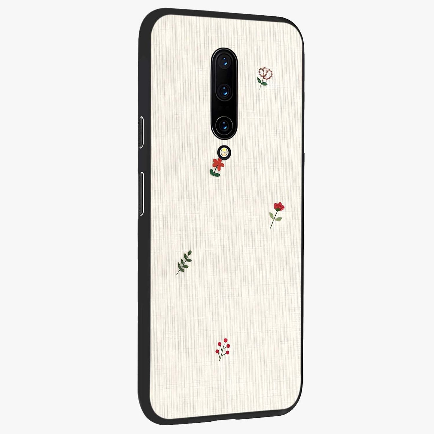 Minimalistic Blue With White Flower Pattern Glass Case upright view showcasing clean white flower artwork with calming blue theme.