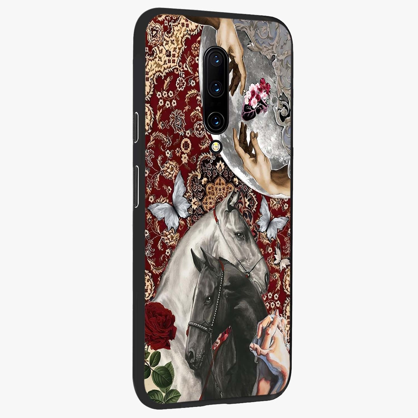 Moonlit Royal Stallion Glass Case upright view showcasing dramatic horse artwork with glowing moon themed design.