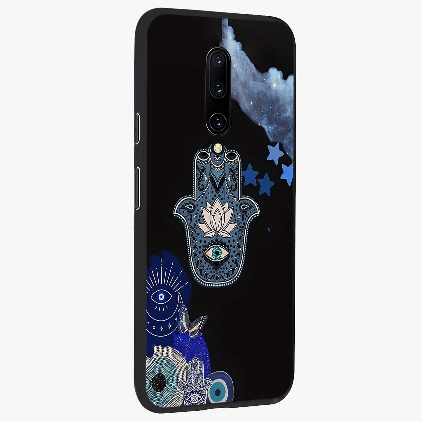 Mystic Hand Aura Glass Case upright view showcasing symbolic hand artwork with mystical energy theme.