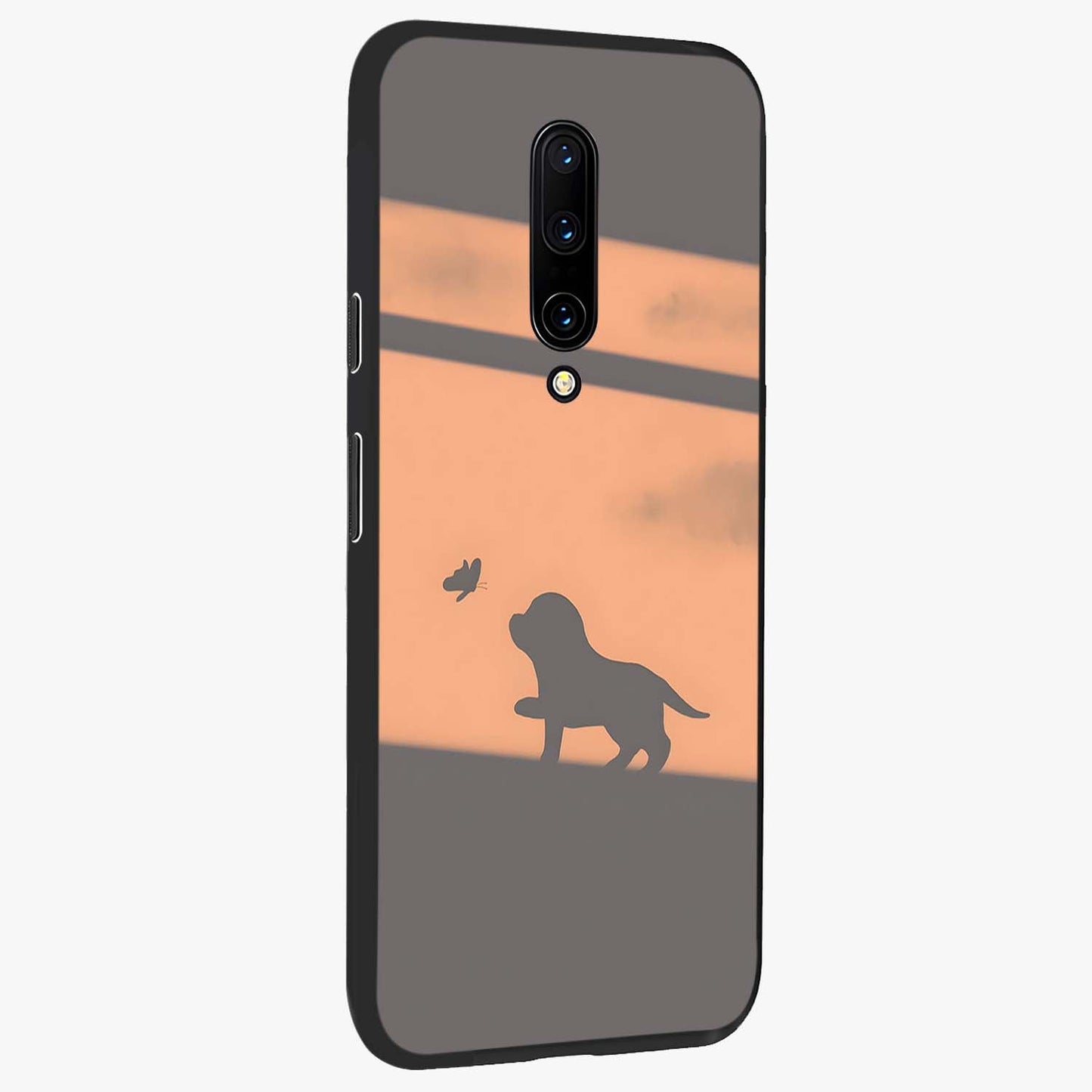 Puppy Shadow Art Glass Case upright view showcasing charming puppy artwork with creative silhouette theme.
