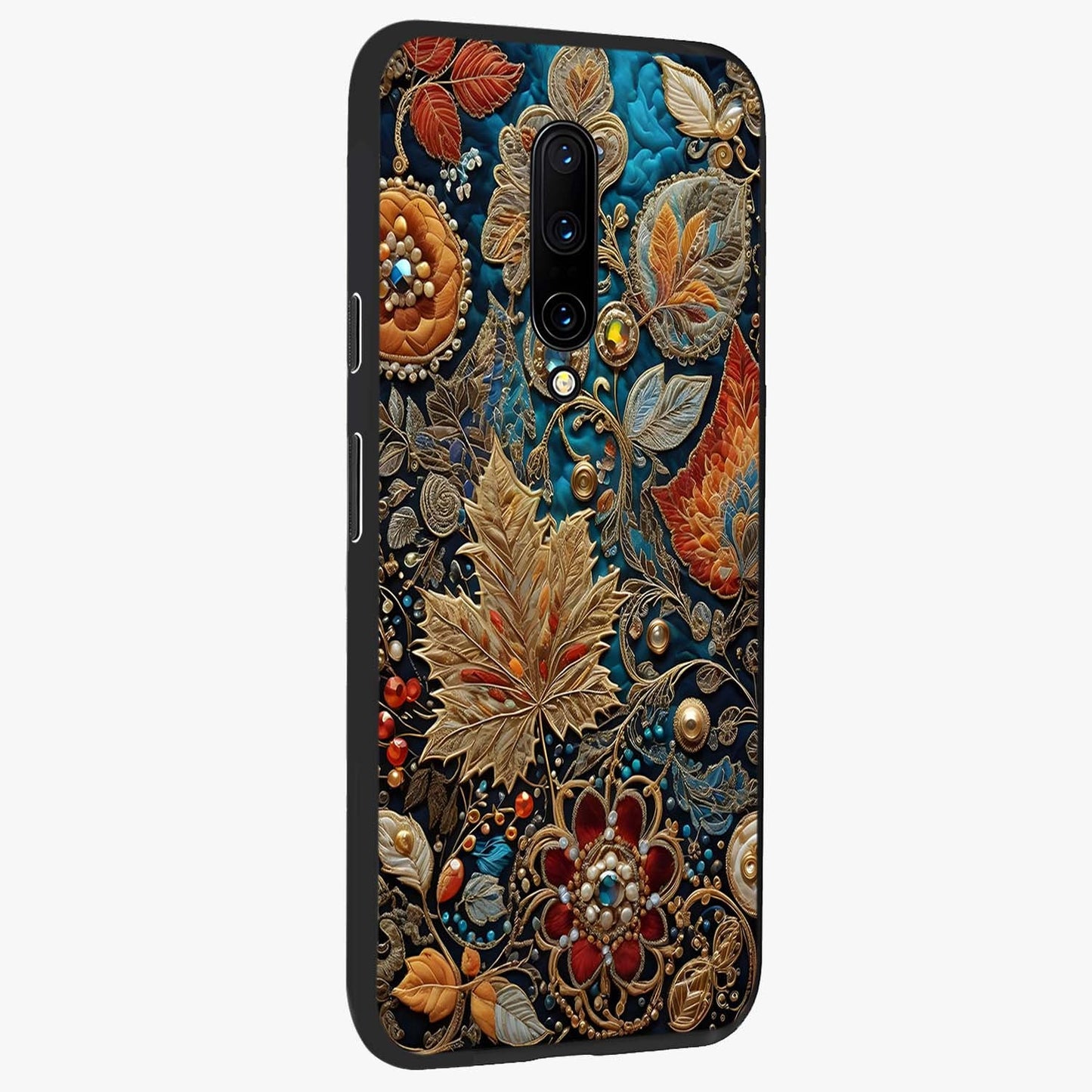 Royal Jewel Garden Glass Case upright view showcasing rich floral artwork with luxurious garden theme.