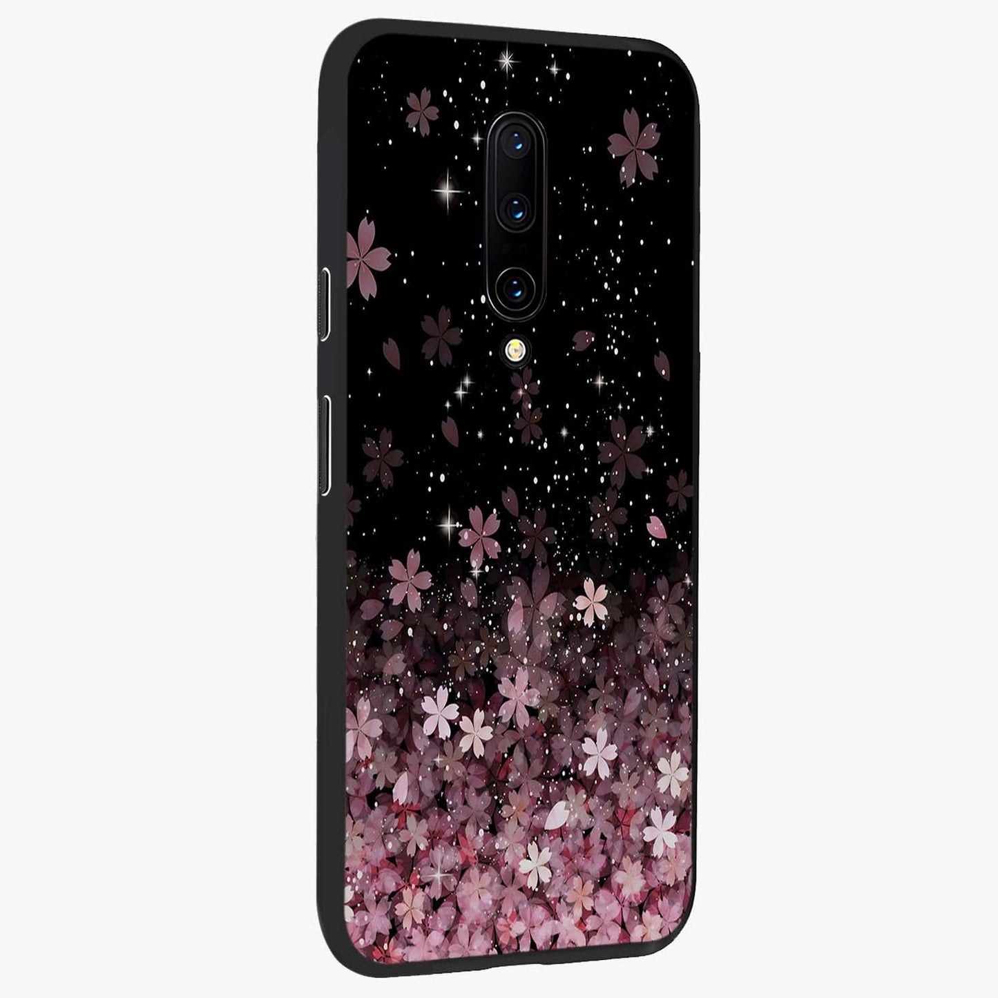 Small Starry Flowers Glass Case upright view showcasing charming floral artwork with dreamy starry theme.