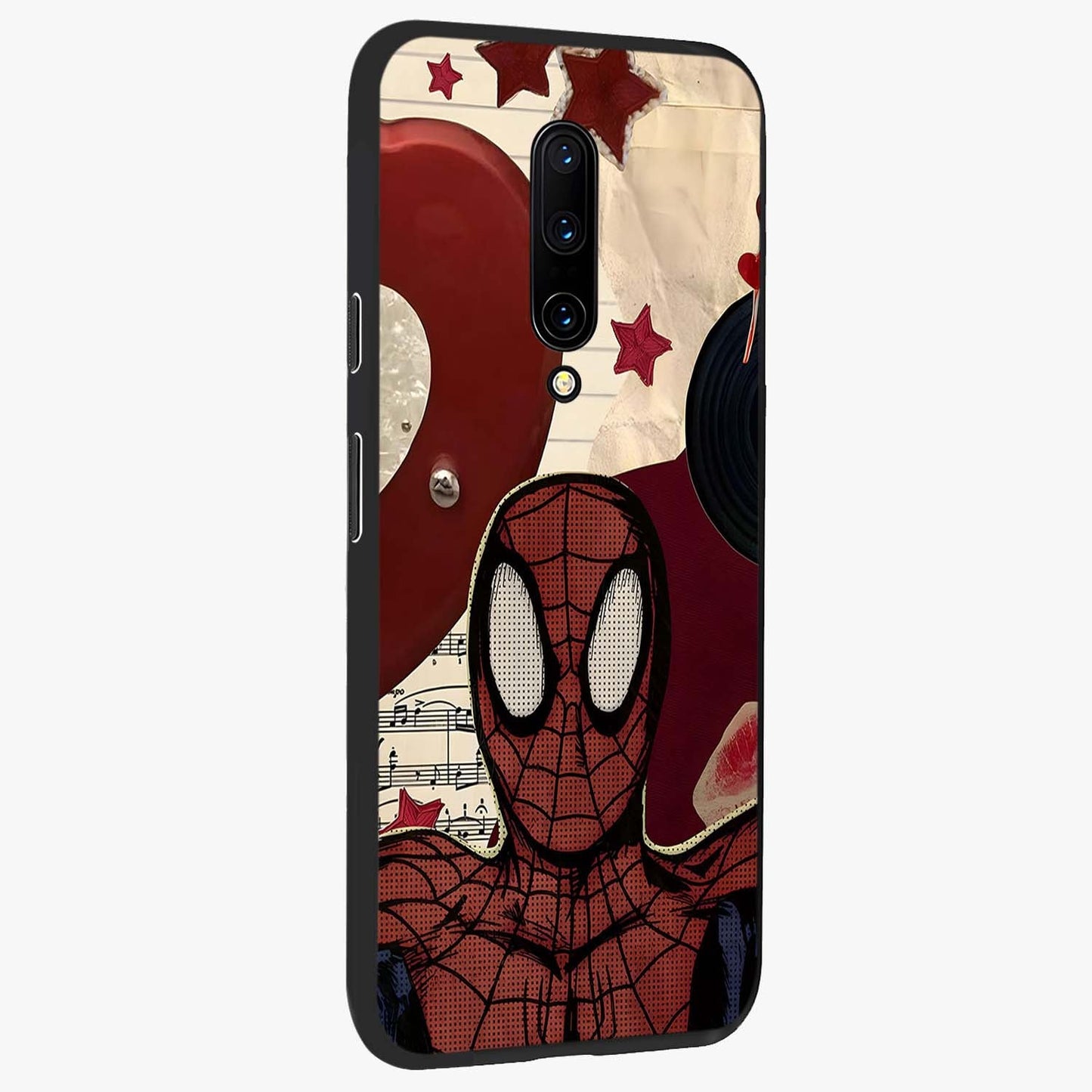 Web Warrior Vibes Glass Case upright view showcasing energetic superhero artwork with bold action theme.