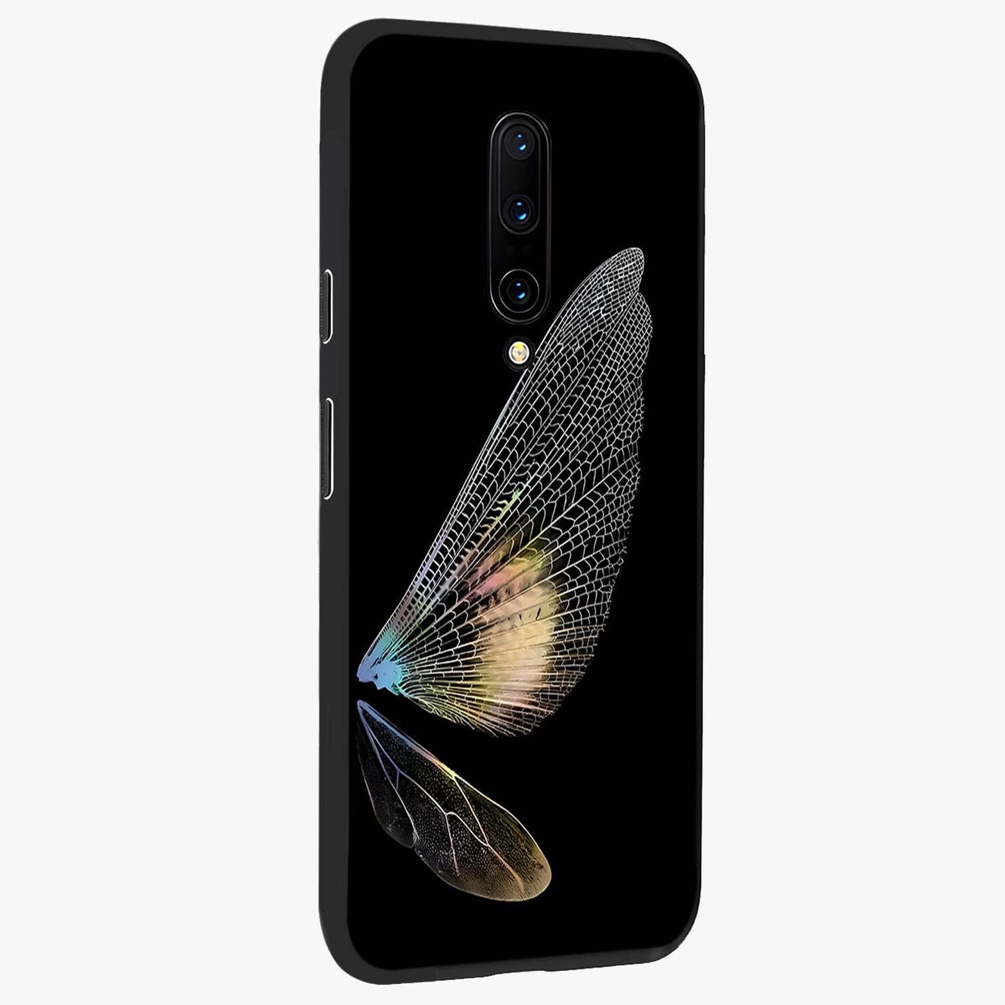 Whispers Of Wings Glass Case upright view showcasing elegant wing artwork with light airy theme.
