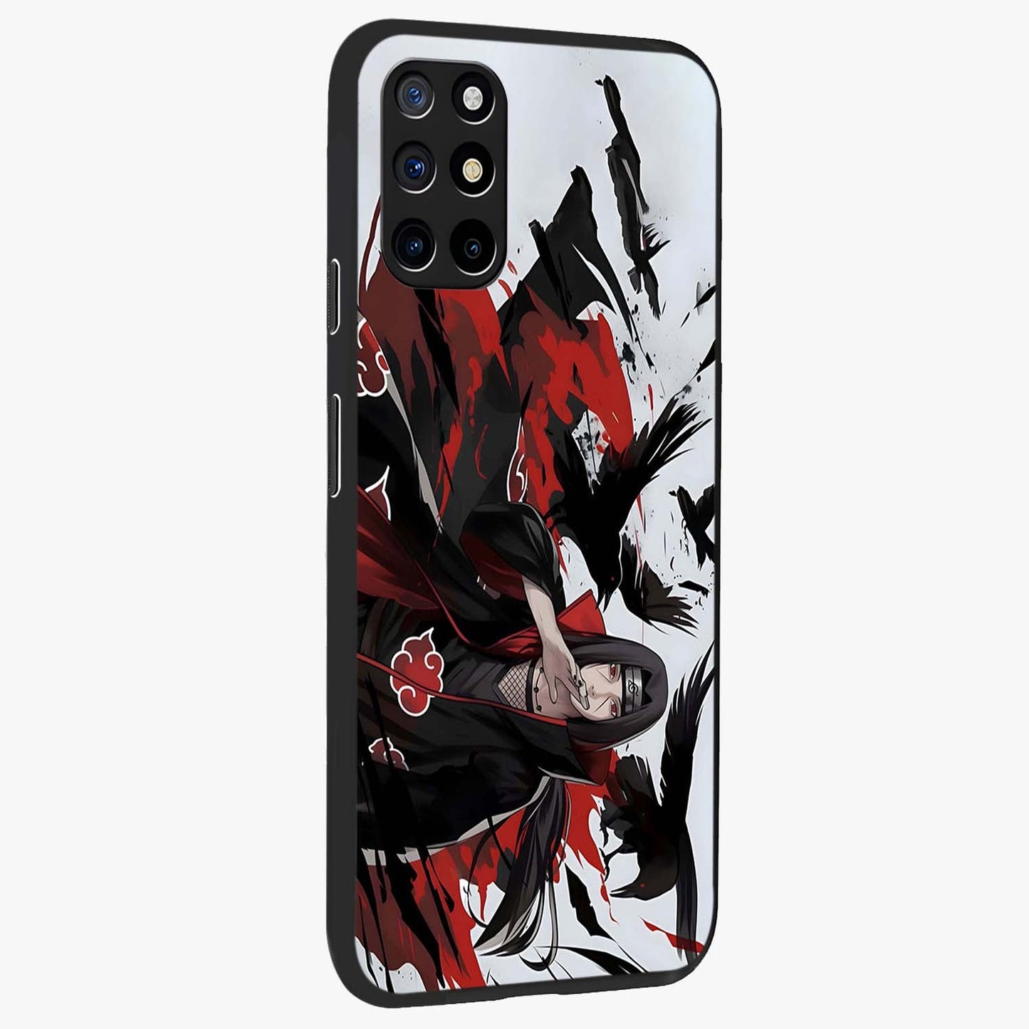 Crimson Crow Illusion Glass Case upright view showcasing striking crow illusion artwork with intense crimson theme.