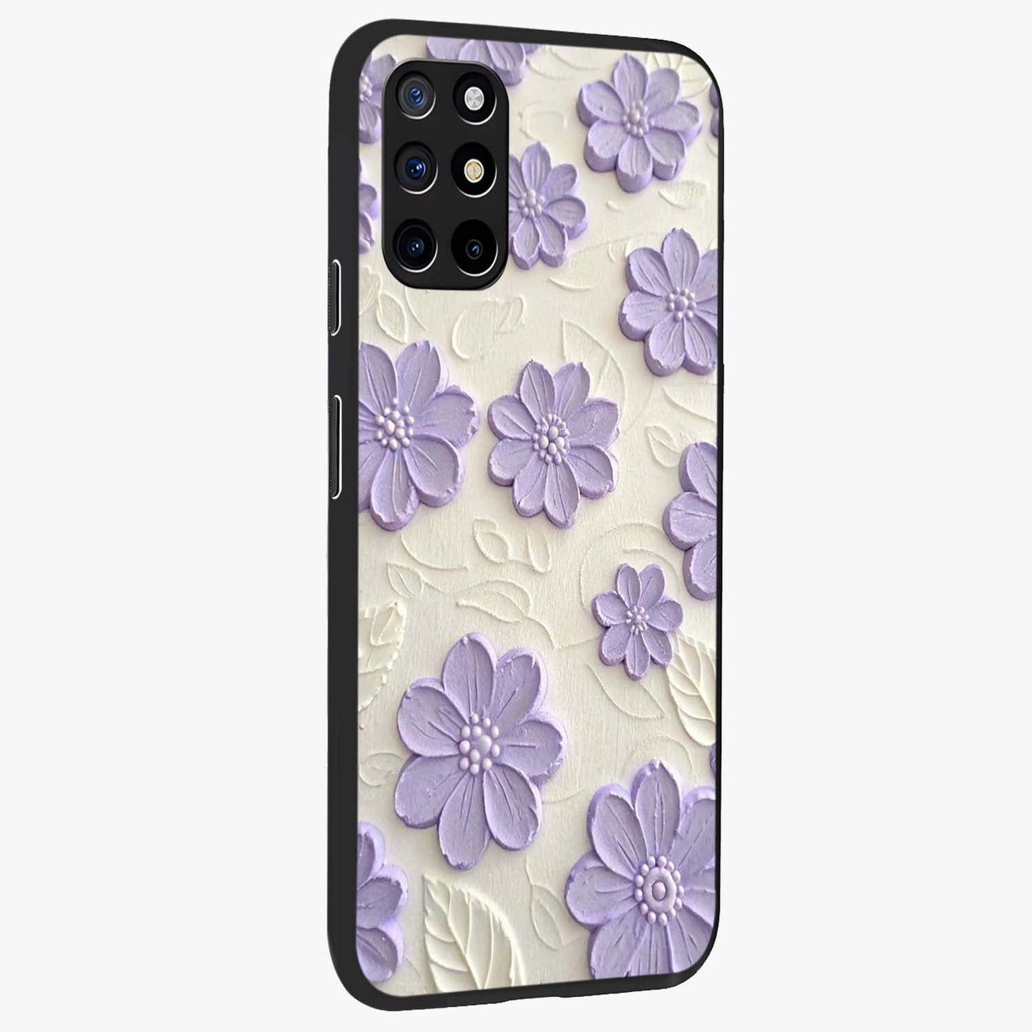 Floral Wall Art With Purple Flowers Glass Case upright view showcasing elegant purple flower artwork with decorative floral theme.