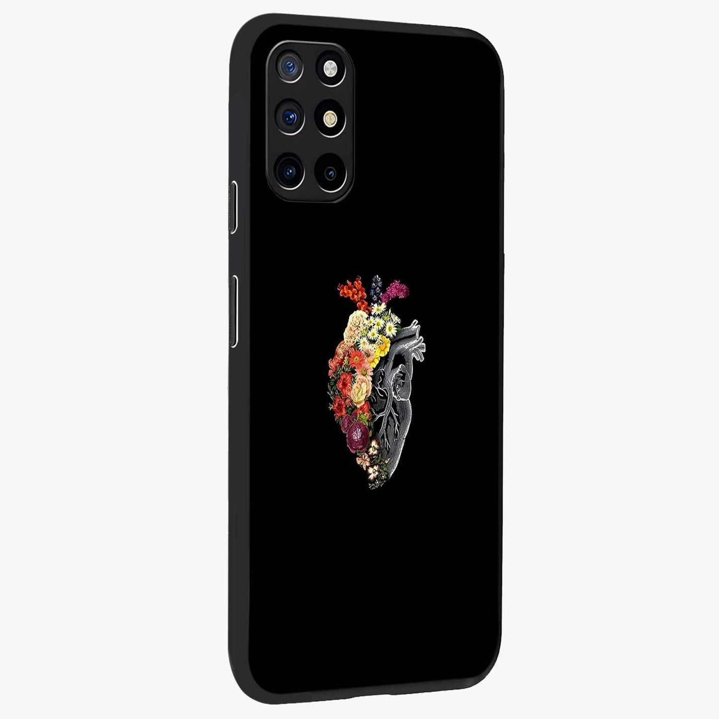 Heart With Flowers Glass Case upright view showcasing decorative heart and floral artwork with sweet romantic theme.