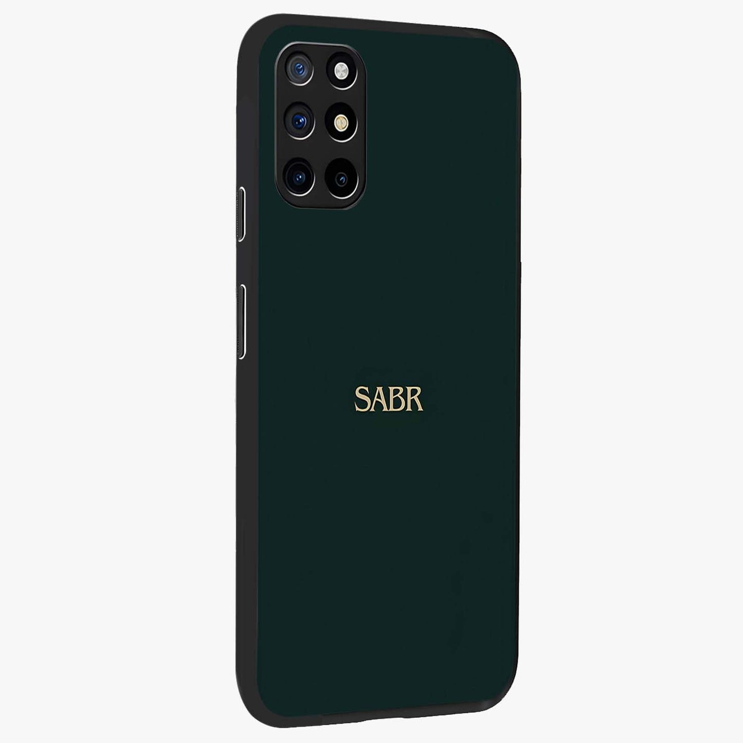 Sabr Minimal Patience Glass Case upright view showcasing calm minimalist artwork with motivational patience theme.