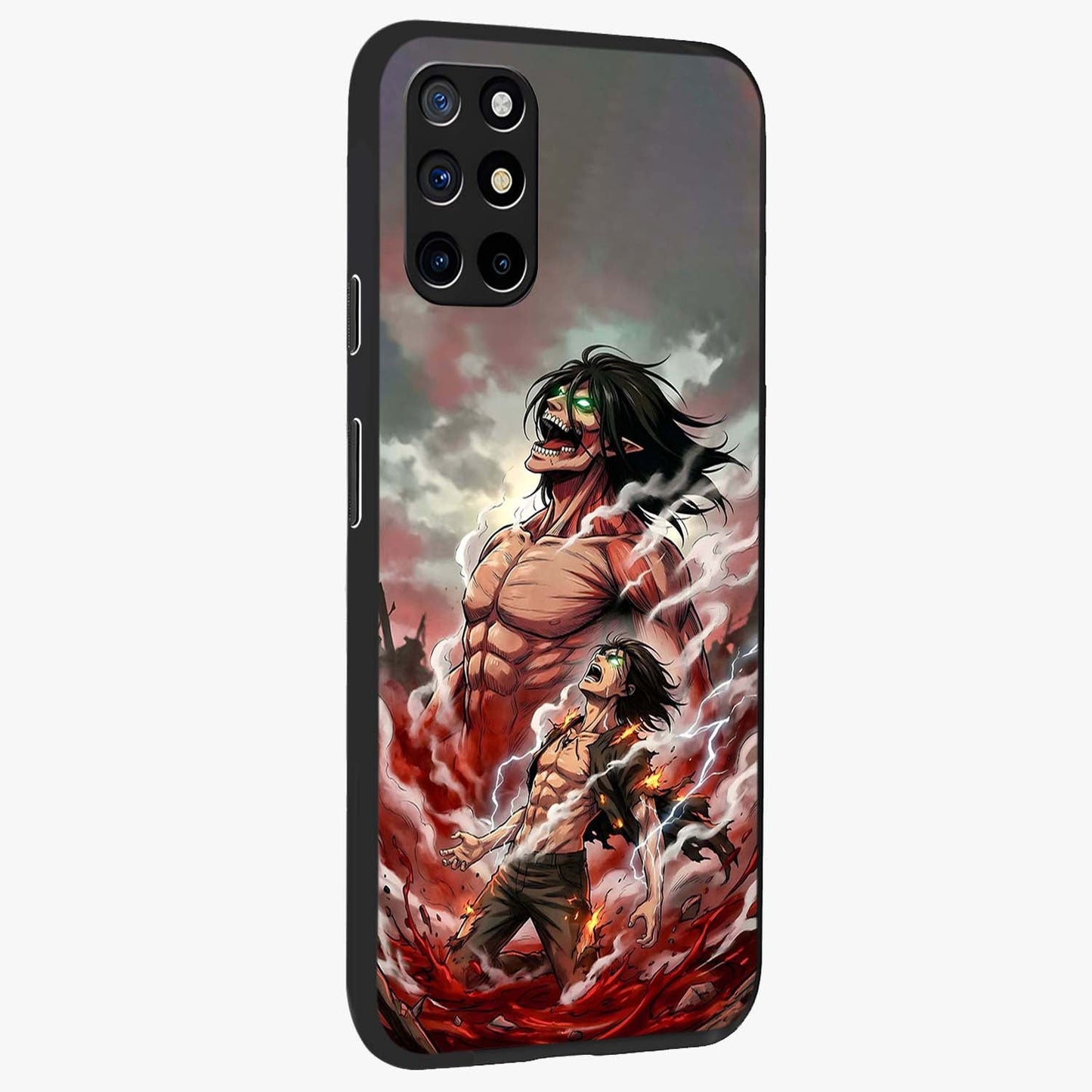 Titan Awakening Fury Glass Case upright view showcasing intense titan artwork with epic fantasy theme.