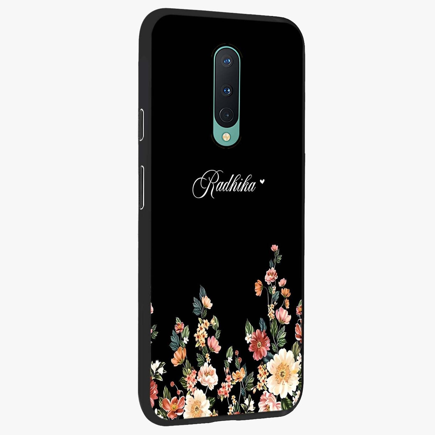 Floral Design With a Custom Personalized Name Glass Case upright view showcasing delicate floral artwork with personalized aesthetic style.