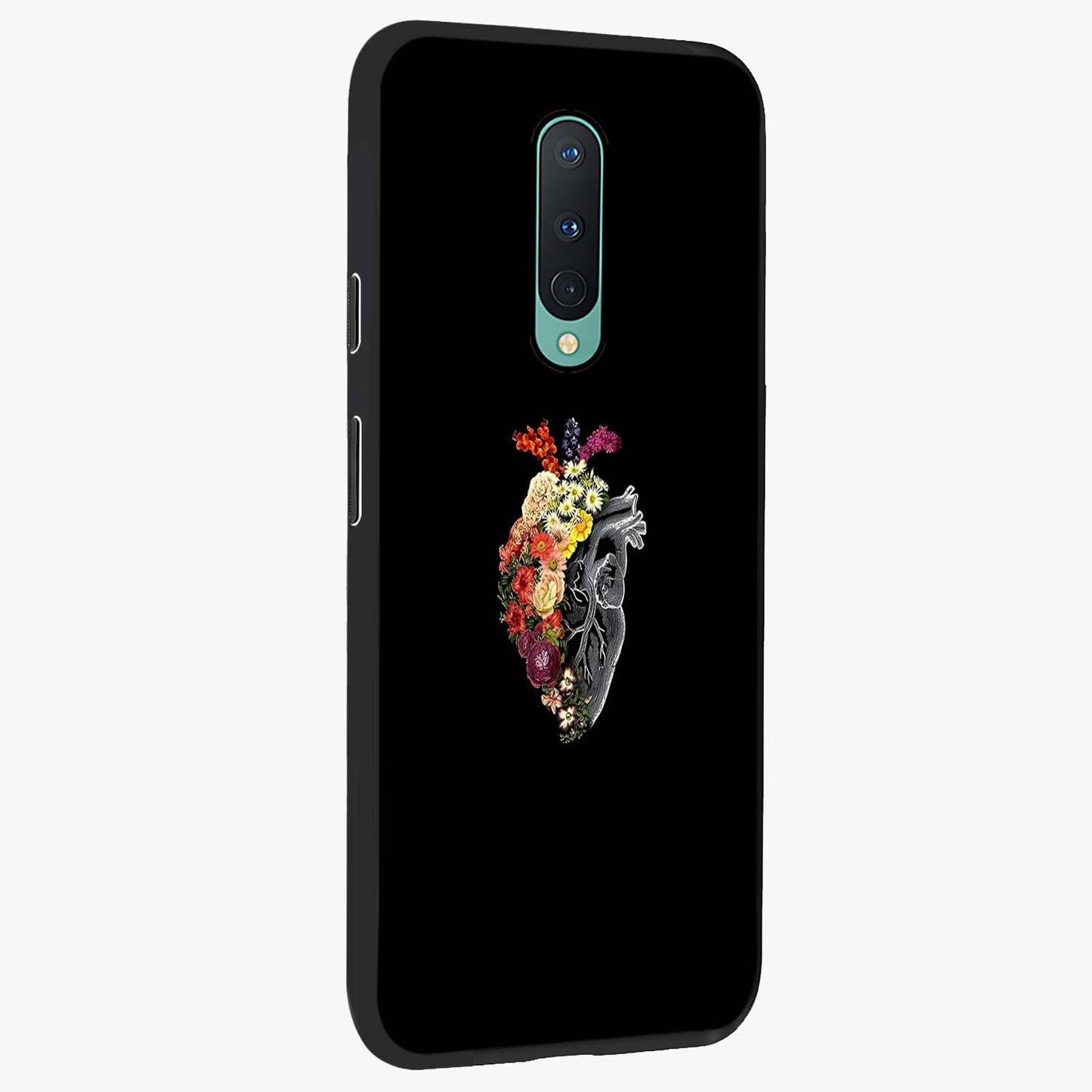 Heart With Flowers Glass Case upright view showcasing decorative heart and floral artwork with sweet romantic theme.