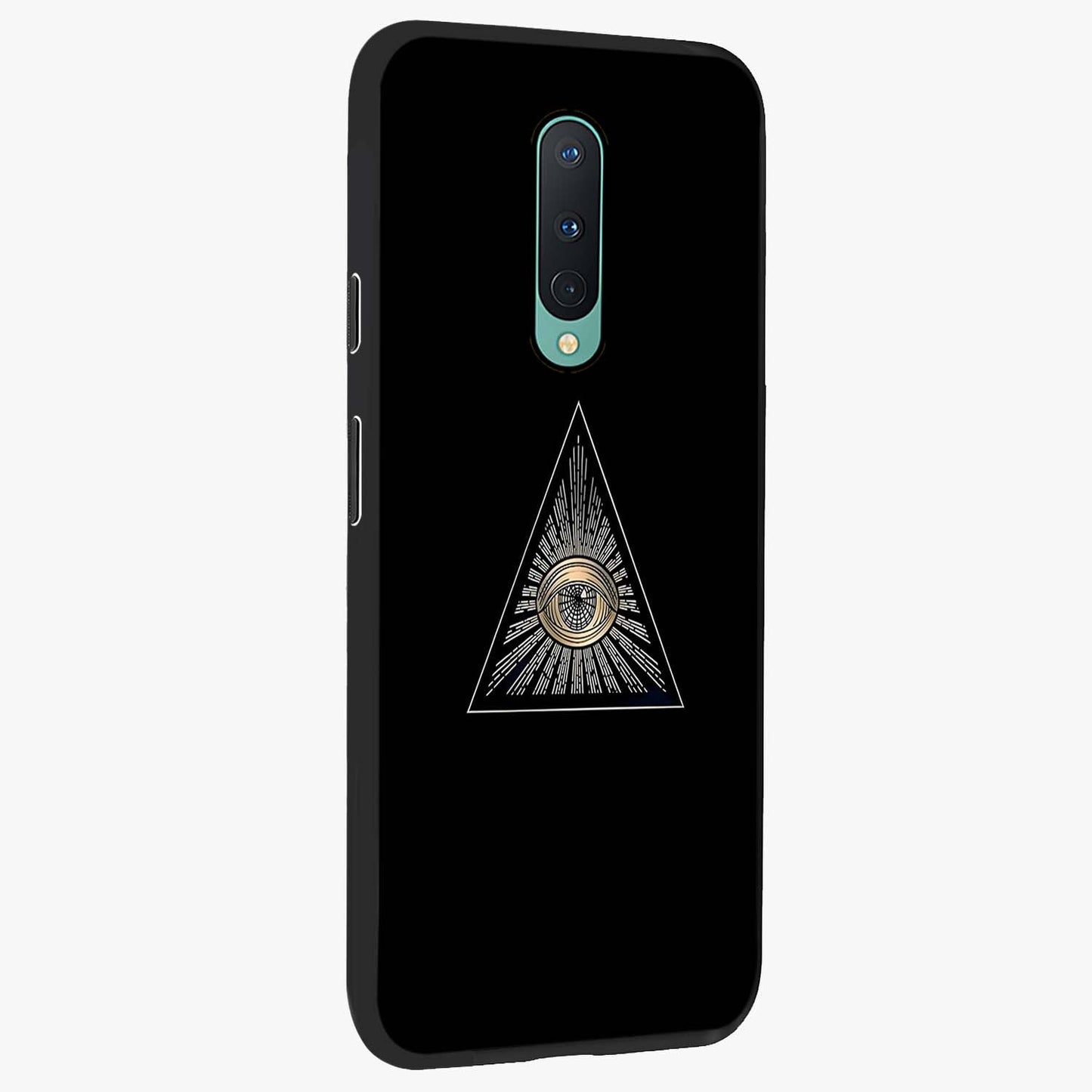 Illuminati Evil Glass Case upright view showcasing striking illuminati artwork with mysterious symbolic theme.