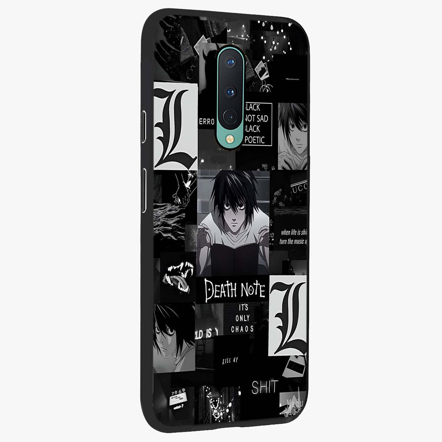 Midnight Chaos Mind Glass Case upright view showcasing expressive abstract artwork with bold dark theme.