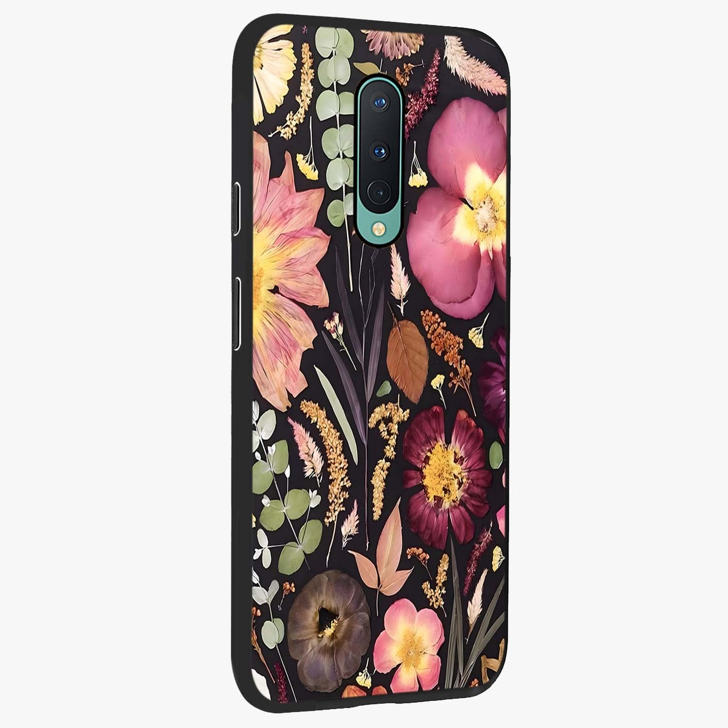 Petal Dream Tapestry Glass Case upright view showcasing detailed floral tapestry artwork with artistic nature theme.