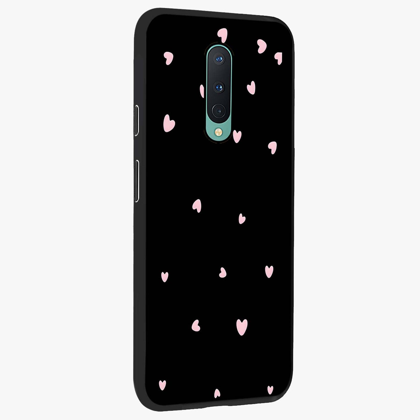 Pink Love Drops Glass Case upright view showcasing charming heart drop artwork with romantic playful theme.