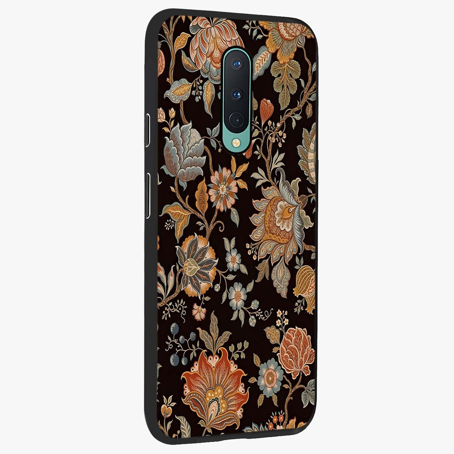 Vintage Floral Dream Glass Case upright view showcasing delicate floral artwork with timeless vintage theme.