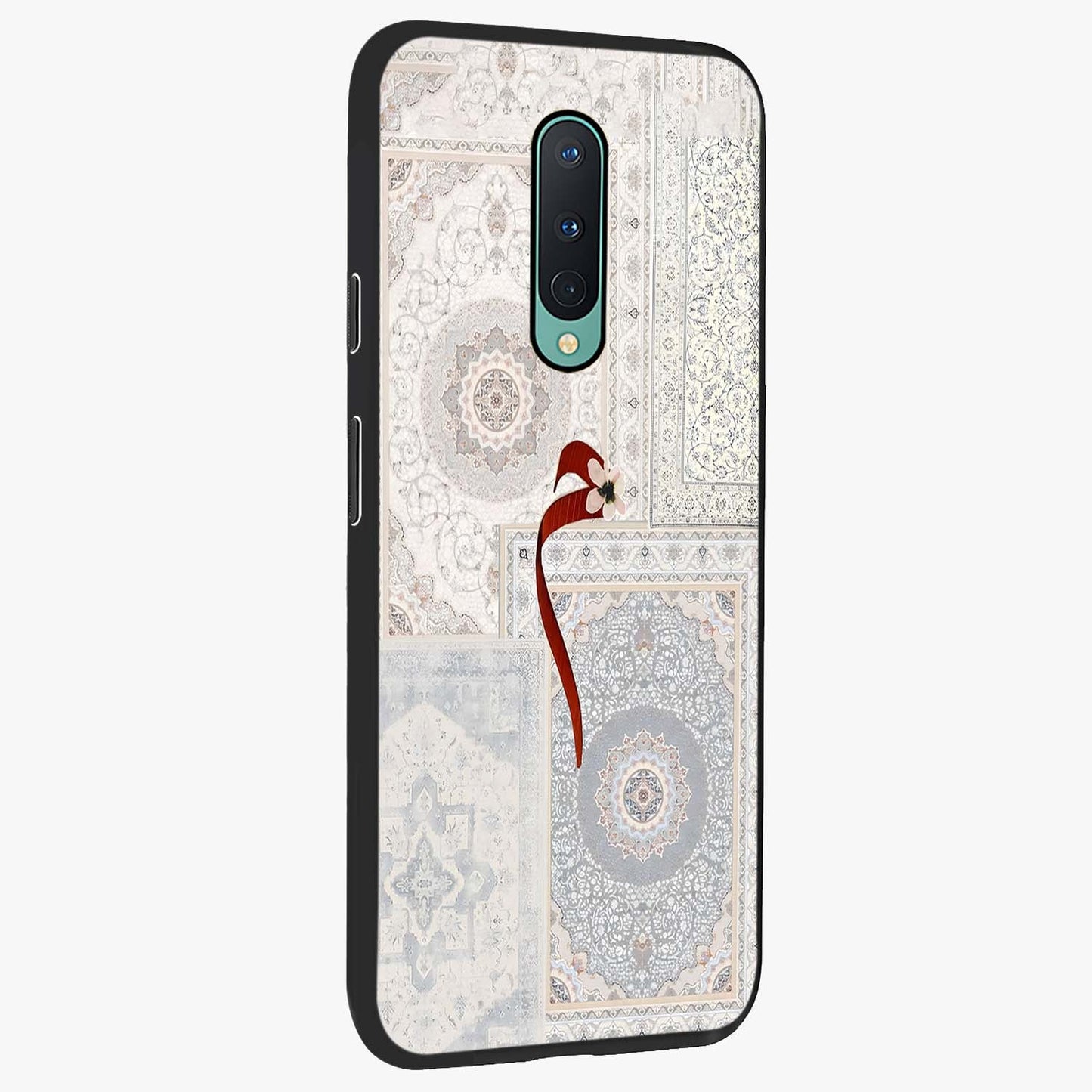 White Aesthetic Bow Glass Case upright view showcasing delicate ribbon bow artwork with cute minimalist theme.