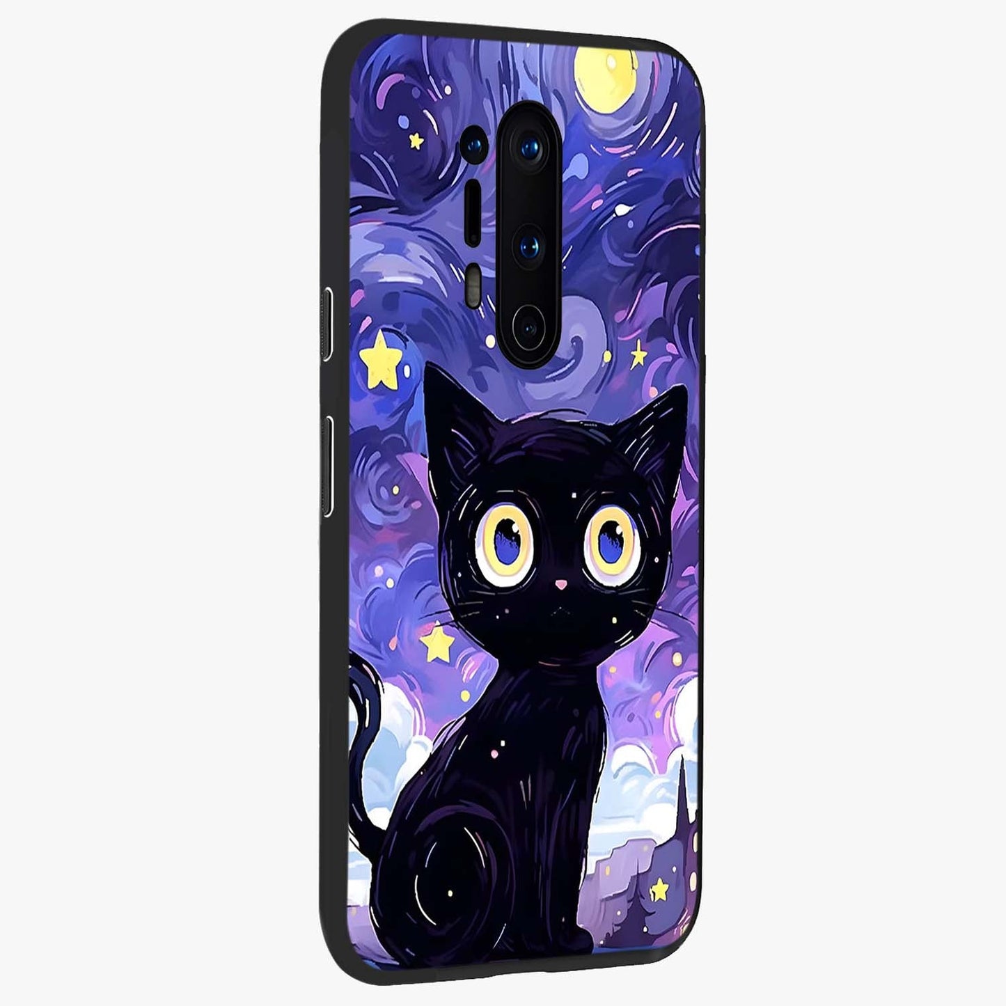 Abstract Cat Art Glass Case upright view showcasing creative feline illustration and aesthetic artistic style.