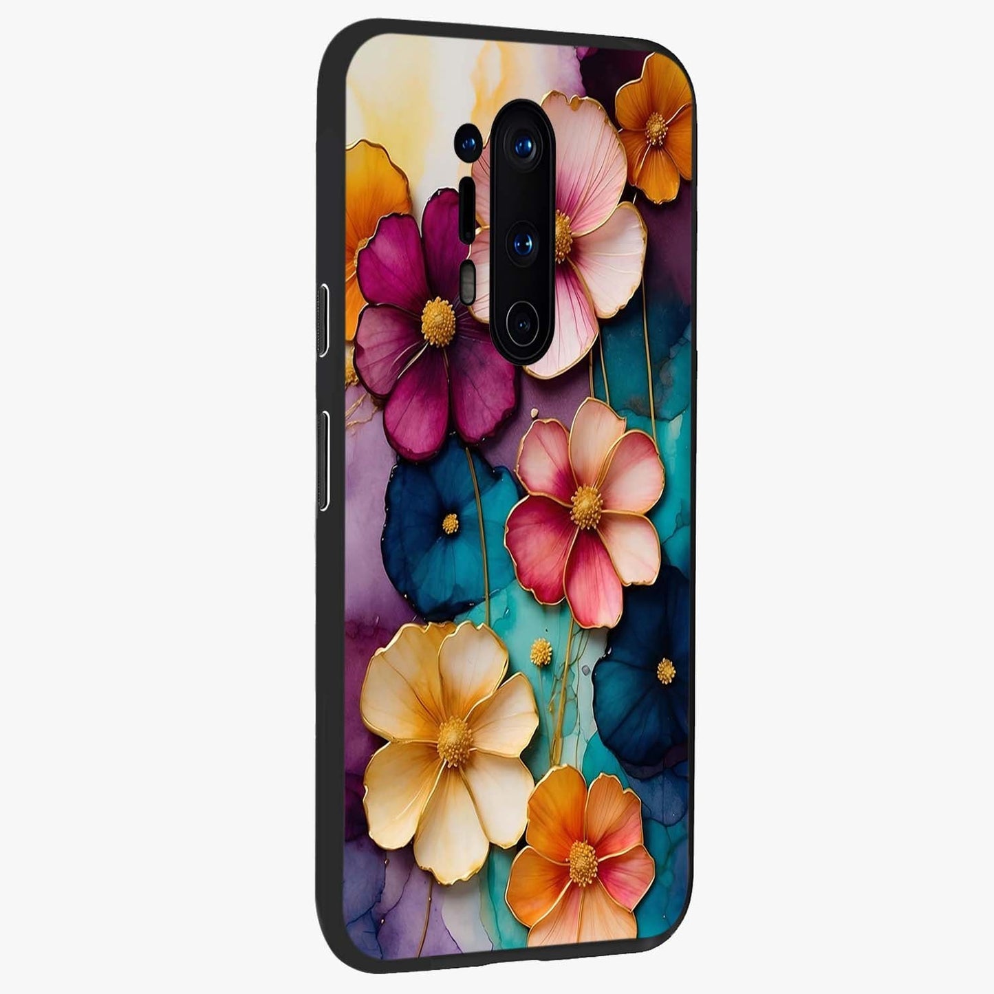 Artlyn Grace Flower Pattern Glass Case upright view showcasing graceful floral artwork with aesthetic botanical style.