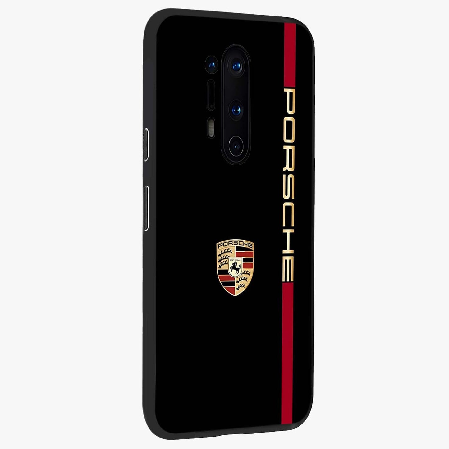 Black Minimal Porsche Glass Case upright view showcasing stylish automotive artwork with bold minimal theme.