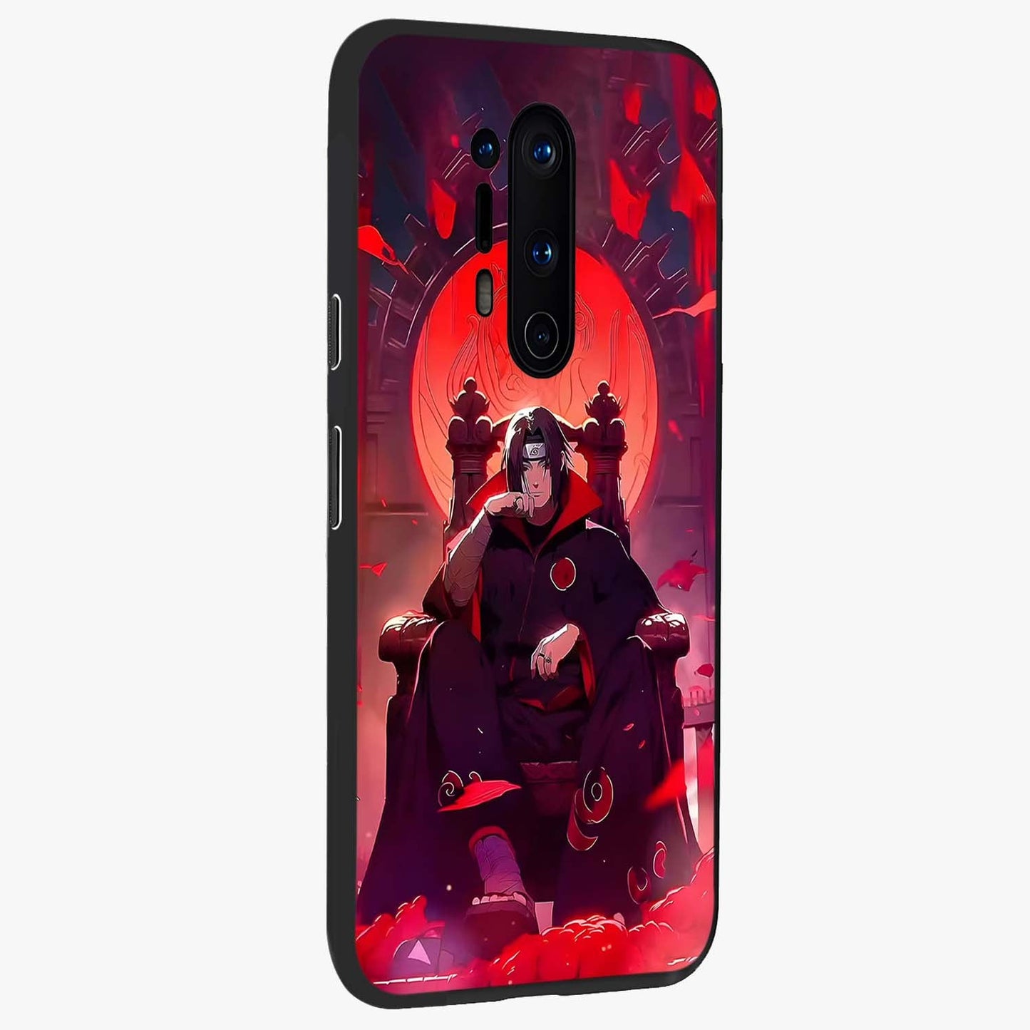 Blood Moon Sovereign Glass Case upright view showcasing powerful moon inspired artwork with cosmic aesthetic style.