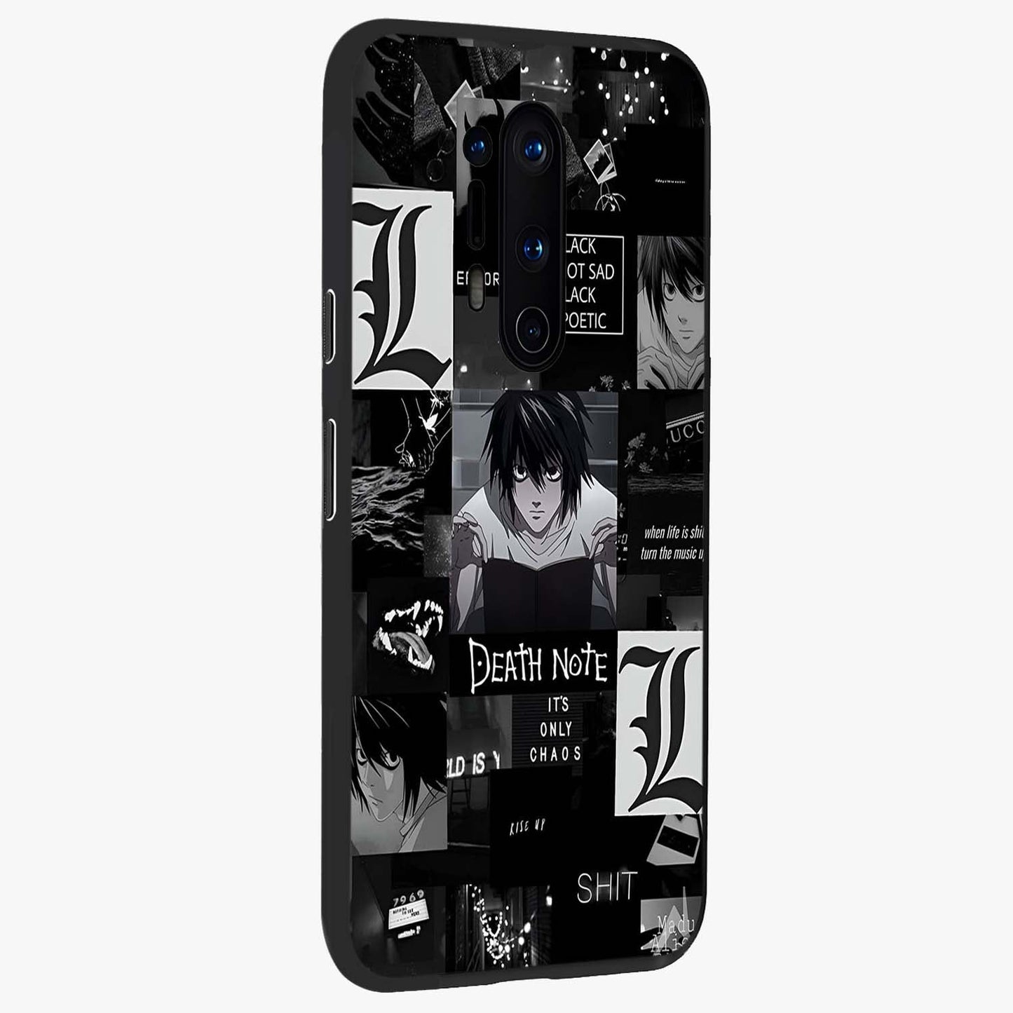 Midnight Chaos Mind Glass Case upright view showcasing expressive abstract artwork with bold dark theme.