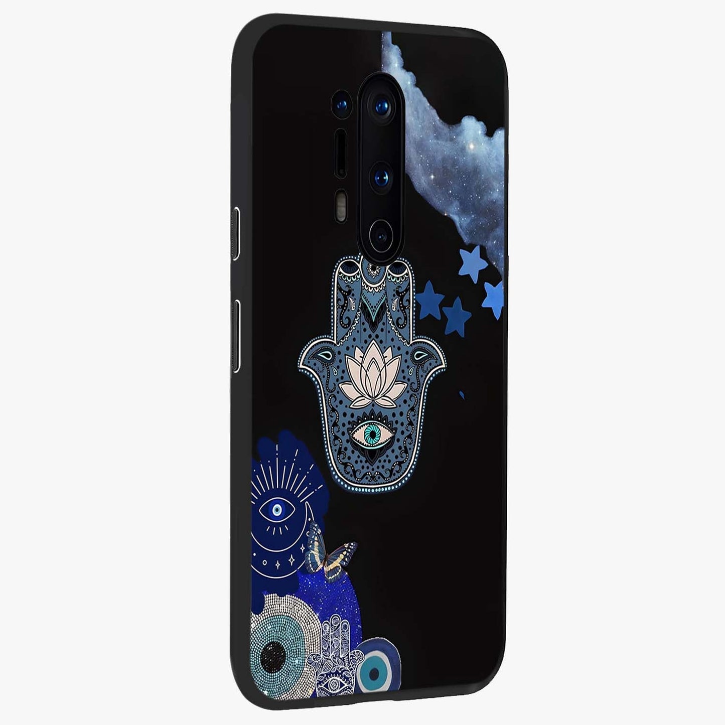 Mystic Hand Aura Glass Case upright view showcasing symbolic hand artwork with mystical energy theme.
