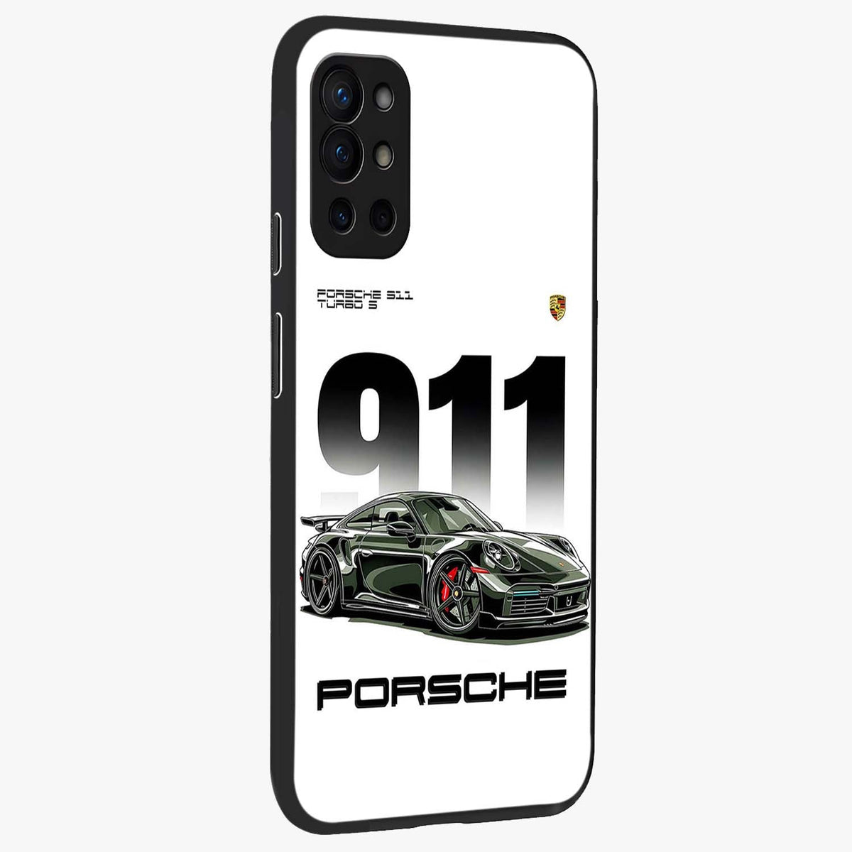 911 Turbo Dominance Glass Case upright perspective showcasing powerful racing design and modern automotive aesthetic.