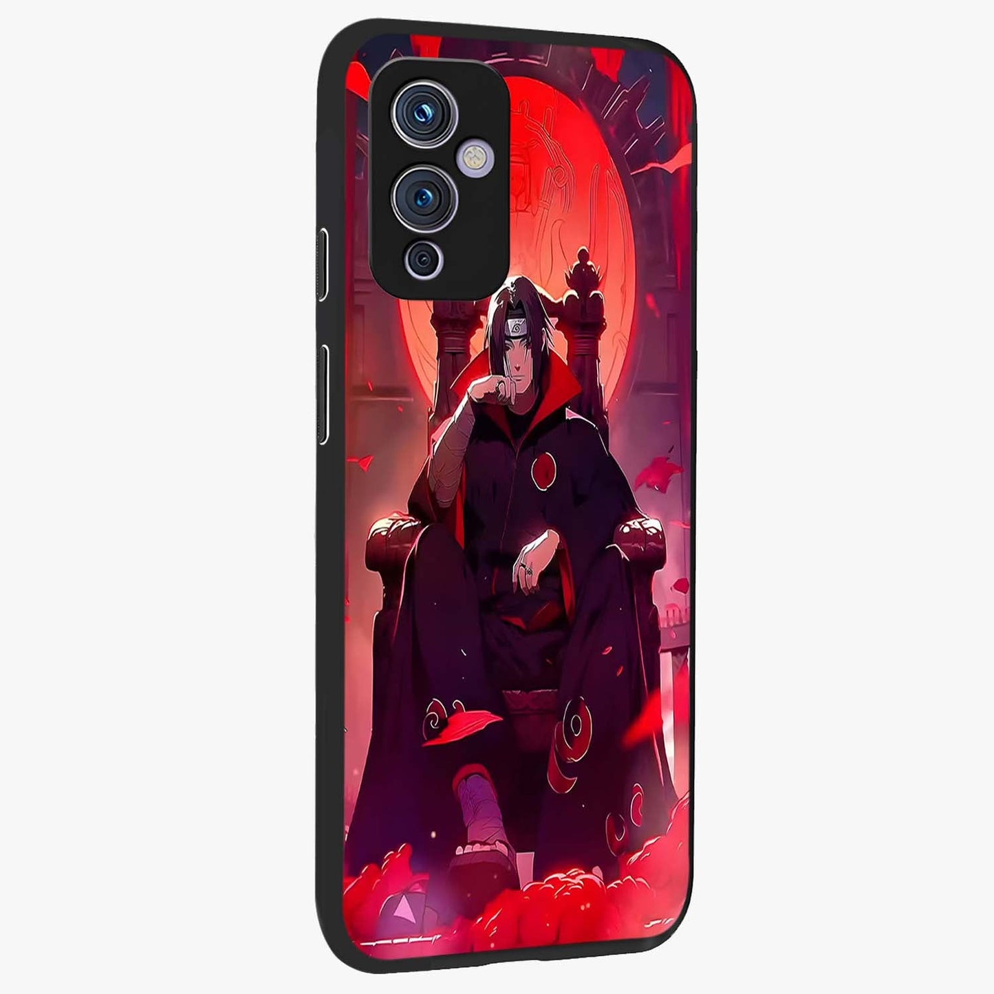 Blood Moon Sovereign Glass Case upright view showcasing powerful moon inspired artwork with cosmic aesthetic style.
